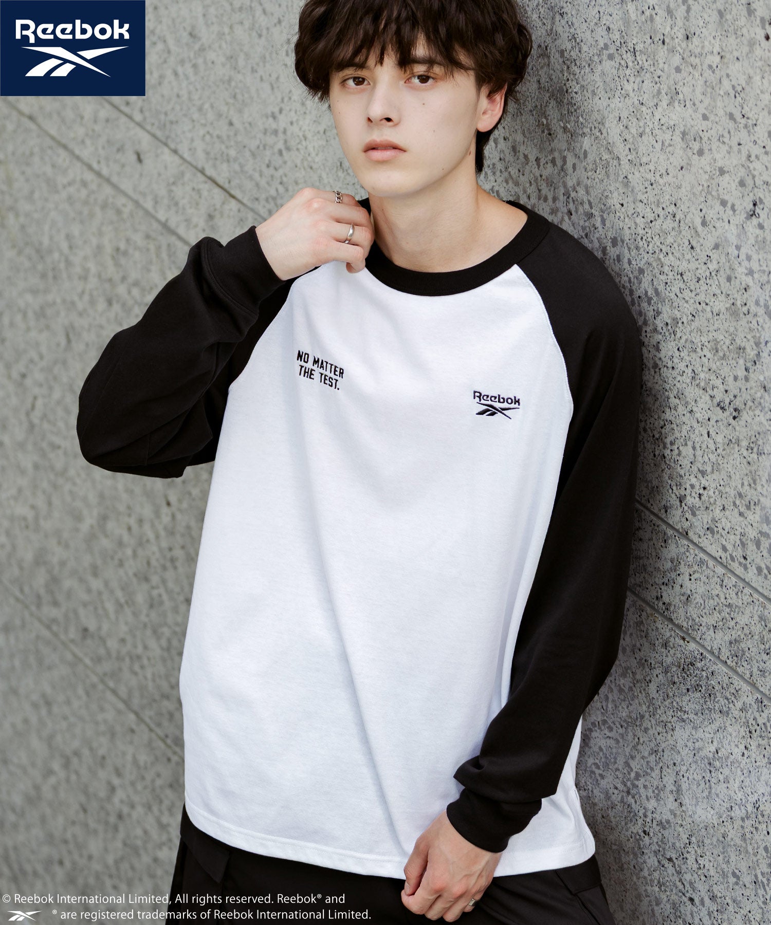 ロッキーモンロー Rocky Monroe Reebok リーボック Tシャツ 長袖 メンズ カットソー オーバーサイズ ラグラン ロゴ刺繍 シンプル カジュアル ストリート スポーティー 14835 （ブラック） ブラック