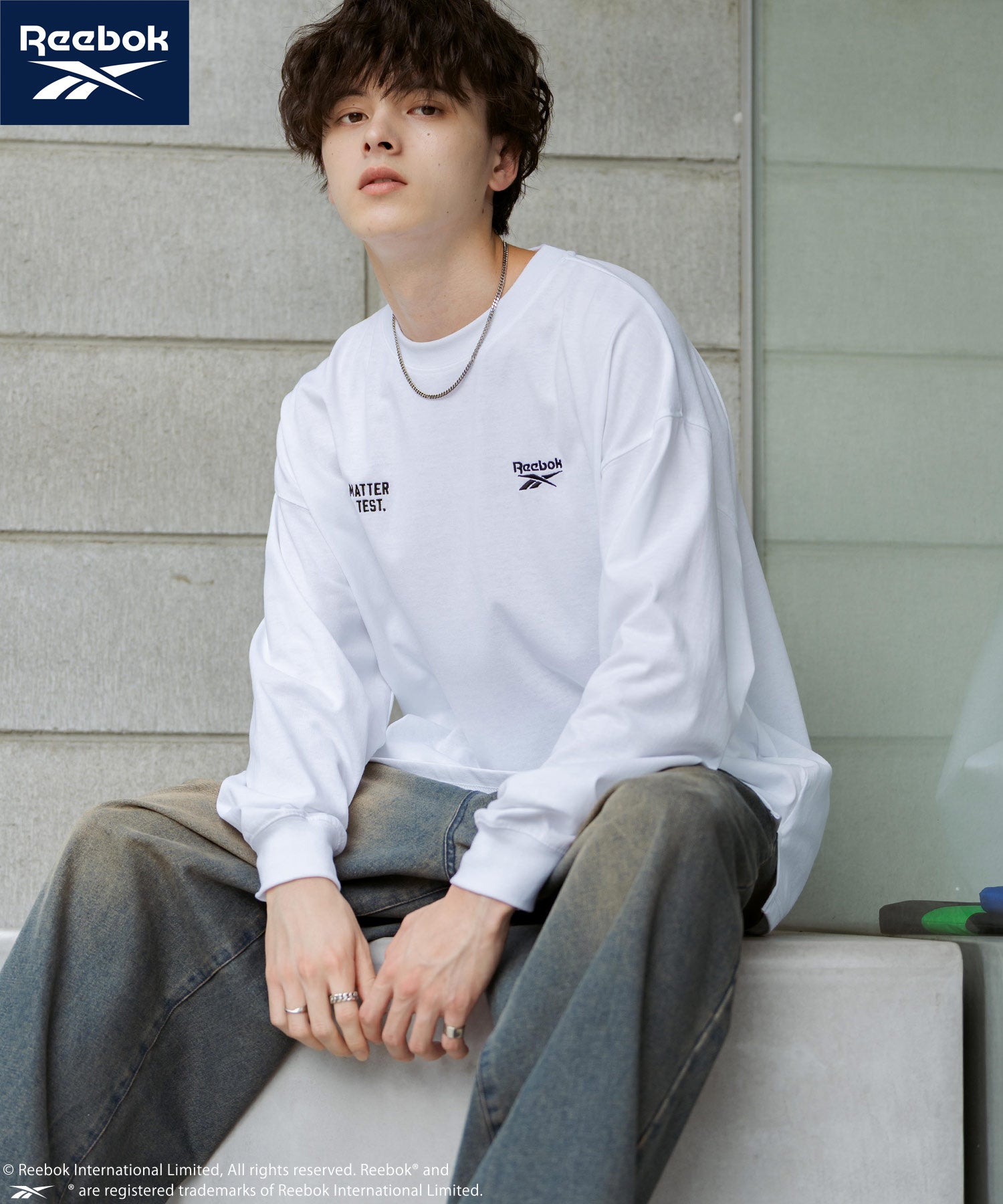 ロッキーモンロー Rocky Monroe Reebok リーボック Tシャツ 長袖 メンズ カットソー オーバーサイズ ラグラン ロゴ刺繍 シンプル カジュアル ストリート スポーティー 14835 （ブラック） ブラック