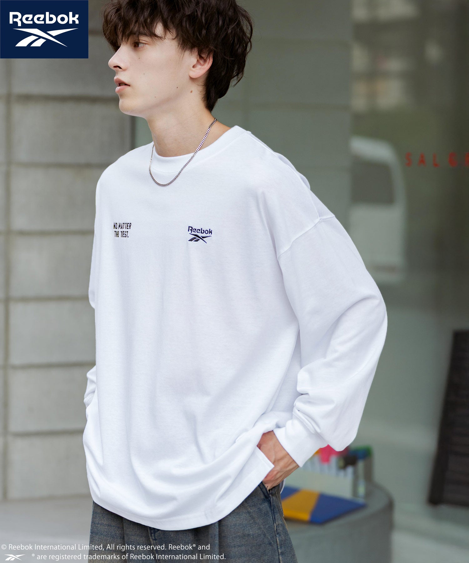 ロッキーモンロー Rocky Monroe Reebok リーボック Tシャツ 長袖 メンズ カットソー オーバーサイズ ラグラン ロゴ刺繍 シンプル カジュアル ストリート スポーティー 14835 （ブラック） ブラック