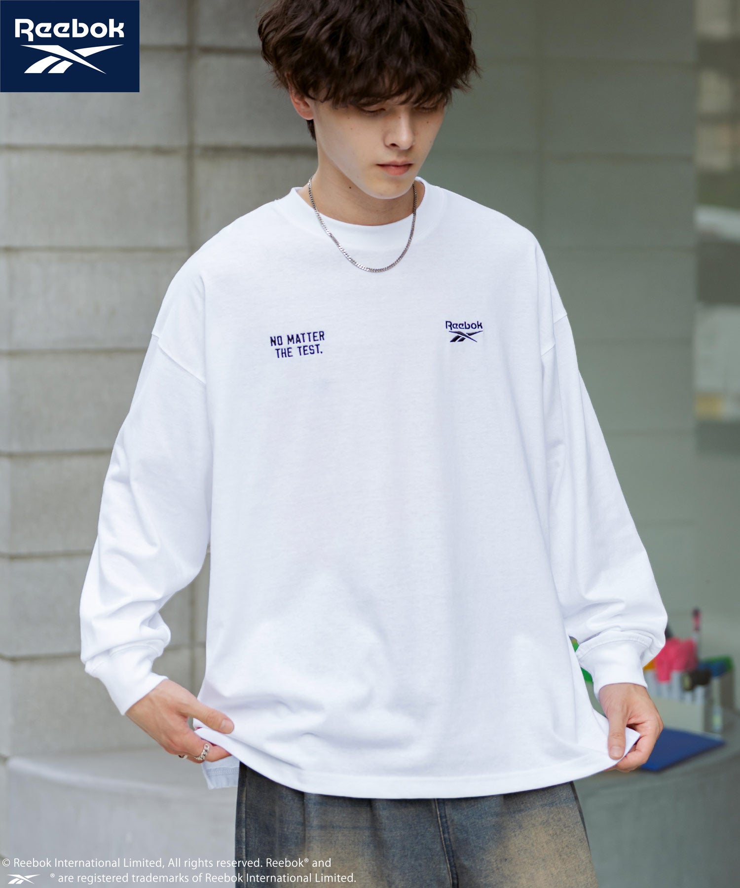 ロッキーモンロー Rocky Monroe Reebok リーボック Tシャツ 長袖 メンズ カットソー オーバーサイズ ラグラン ロゴ刺繍 シンプル カジュアル ストリート スポーティー 14835 （ブラック） ブラック