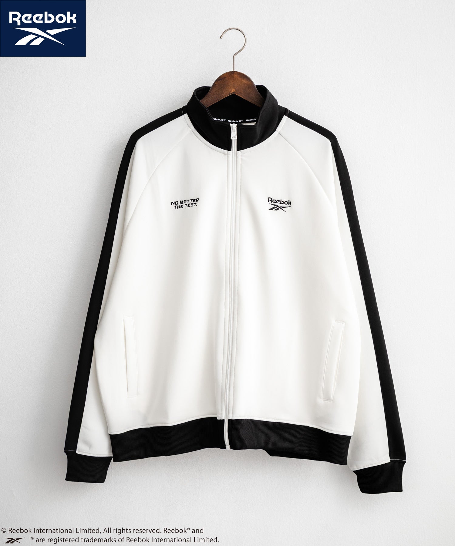 ロッキーモンロー Rocky Monroe Reebok リーボック トラックジャケット ジャージ ライトアウター メンズ ブルゾン ポンチ オーバーサイズ 袖ライン ロゴ刺繍 シンプル 14837 （ブルーグレー） ブルーグレー
