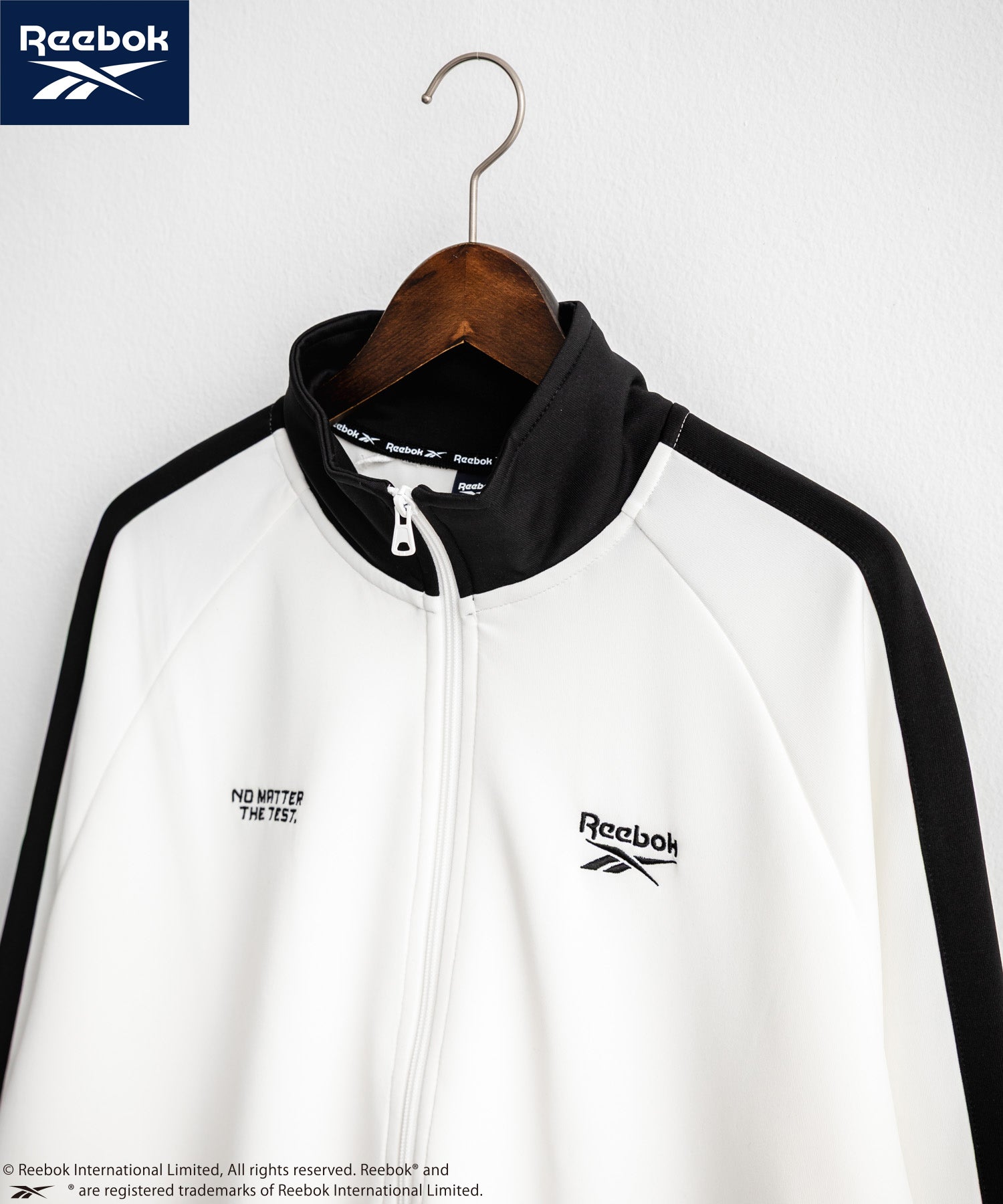ロッキーモンロー Rocky Monroe Reebok リーボック トラックジャケット ジャージ ライトアウター メンズ ブルゾン ポンチ オーバーサイズ 袖ライン ロゴ刺繍 シンプル 14837 （ブルーグレー） ブルーグレー