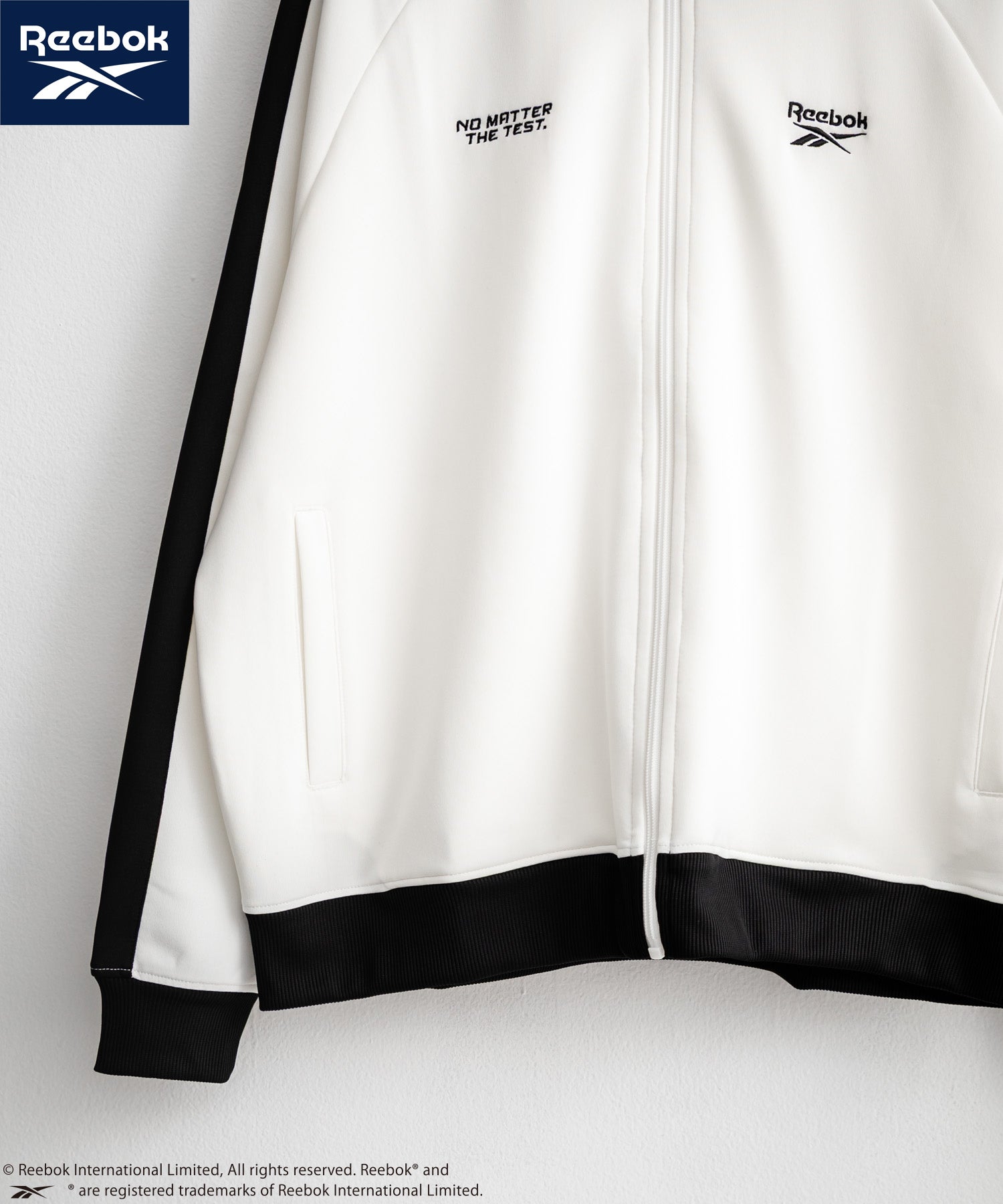ロッキーモンロー Rocky Monroe Reebok リーボック トラックジャケット ジャージ ライトアウター メンズ ブルゾン ポンチ オーバーサイズ 袖ライン ロゴ刺繍 シンプル 14837 （ブルーグレー） ブルーグレー