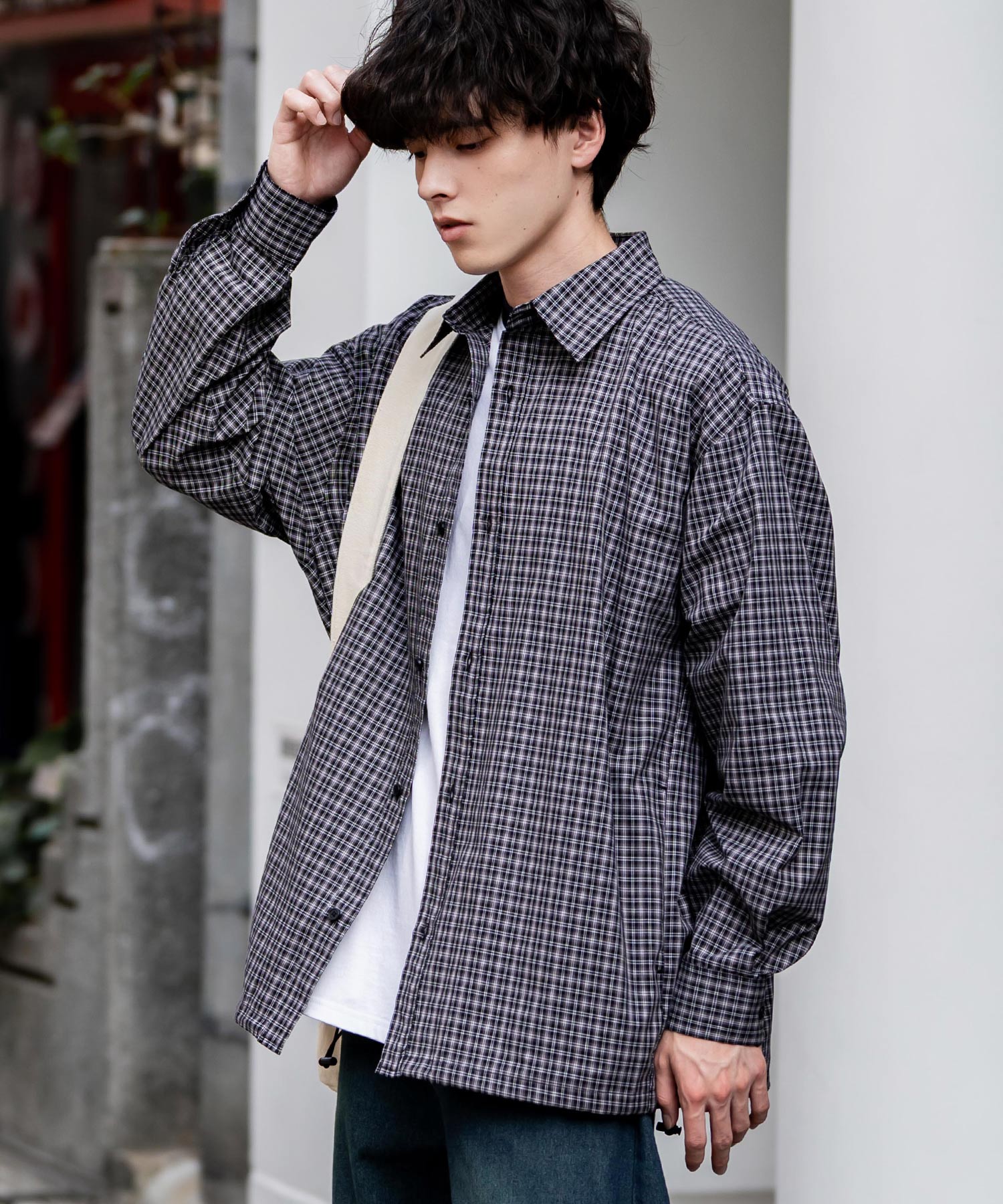 ロッキーモンロー Rocky Monroe シャツジャケット シャツ 長袖 メンズ レディース レギュラーカラー ドローコード バルーンシルエット オーバーサイズ ビッグシルエット リラックス 14761 （ネイビー(ストライプ)） ネイビー(ストライプ)