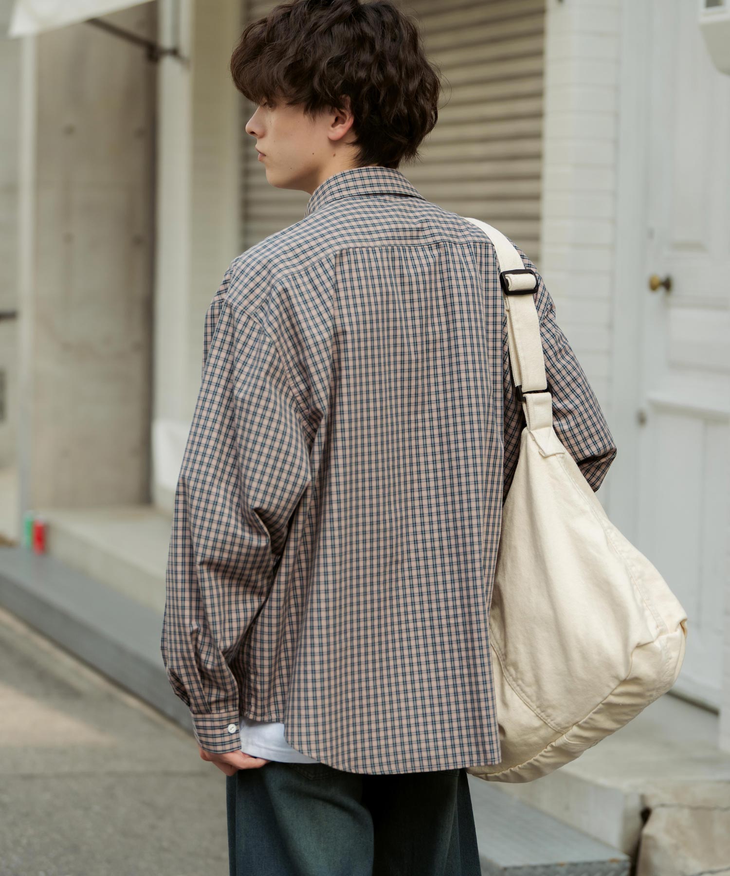 ロッキーモンロー Rocky Monroe チェックシャツ ハーフジップ 長袖 メンズ レディース ネルシャツ オンブレ 総柄 オーバーサイズ ビッグシルエット ルーズ リラックス ゆったり 14762 （ネイビーチェック） ネイビーチェック