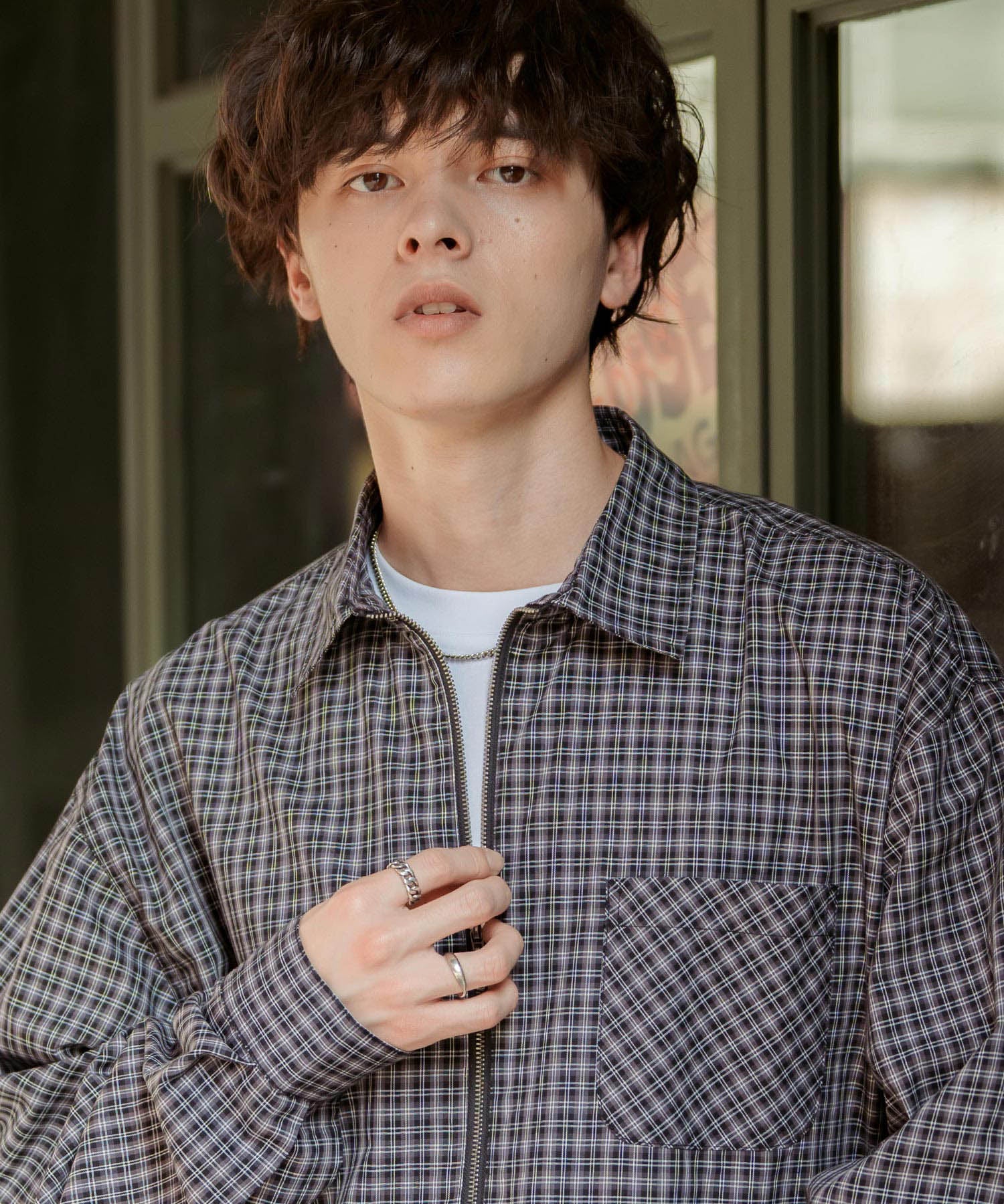 ロッキーモンロー Rocky Monroe チェックシャツ ハーフジップ 長袖 メンズ レディース ネルシャツ オンブレ 総柄 オーバーサイズ ビッグシルエット ルーズ リラックス ゆったり 14762 （ネイビーチェック） ネイビーチェック