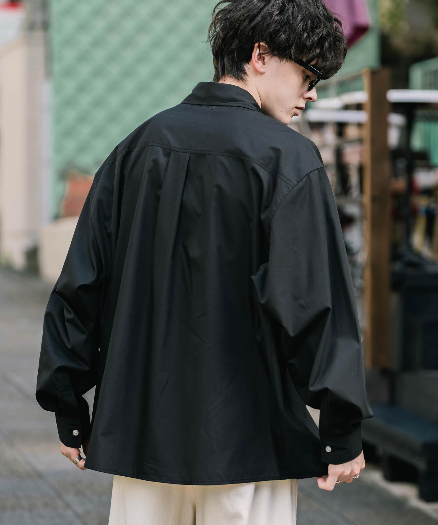 ロッキーモンロー Rocky Monroe カジュアルシャツ 長袖 メンズ チェック ストライプ 無地 TCブロード 白シャツ オーバーサイズ リラックス レギュラーカラー 胸ポケット 14718 （ブルー2(ストライプ)） ブルー2(ストライプ)