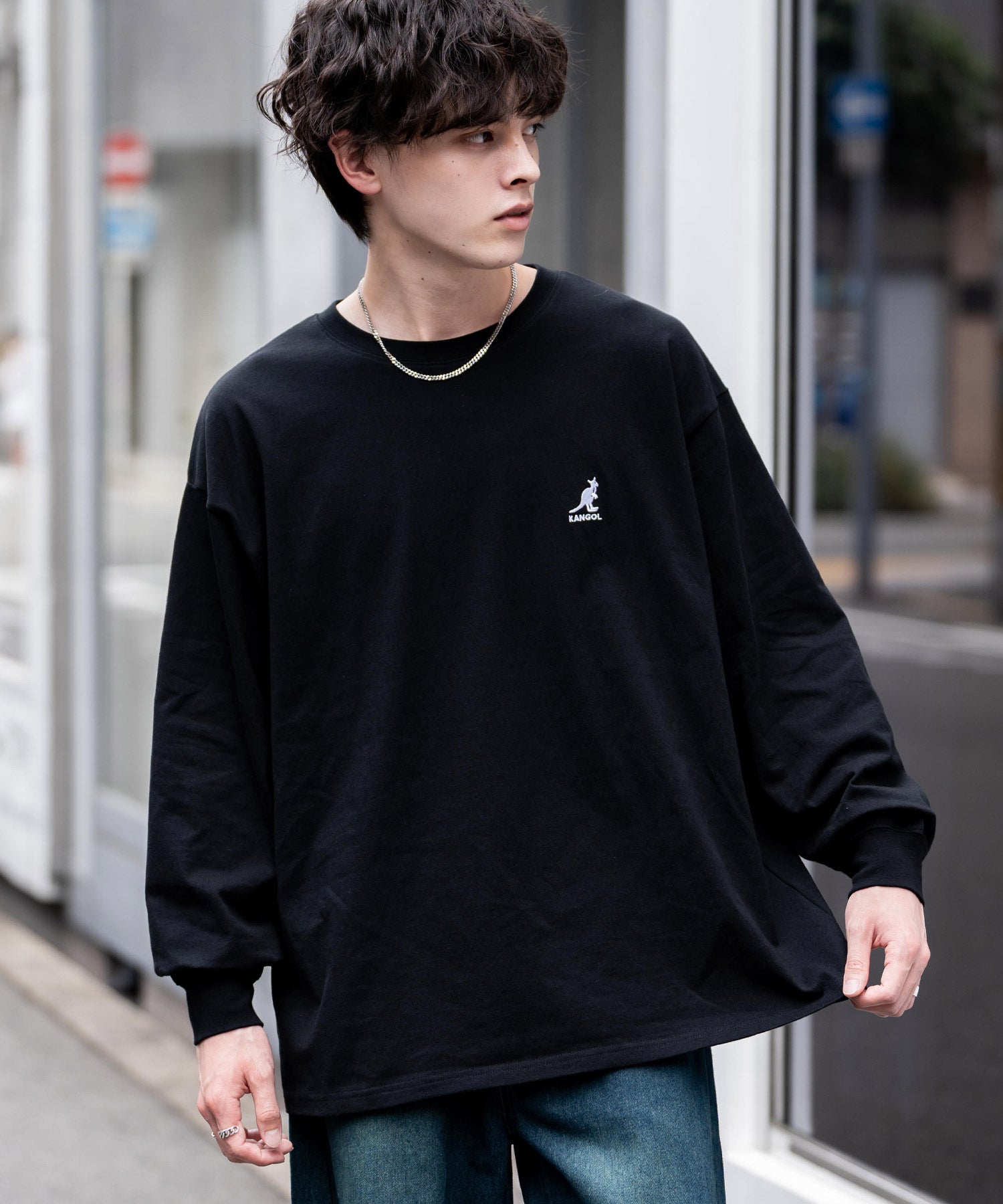 ロッキーモンロー Rocky Monroe KANGOL カンゴール Tシャツ 長袖 メンズ カットソー オーバーサイズ リラックス ボーダー ワンポイント ロゴ刺繍 シンプル カジュアル 14630 （ホワイト(ボーダー)） ホワイト(ボーダー)