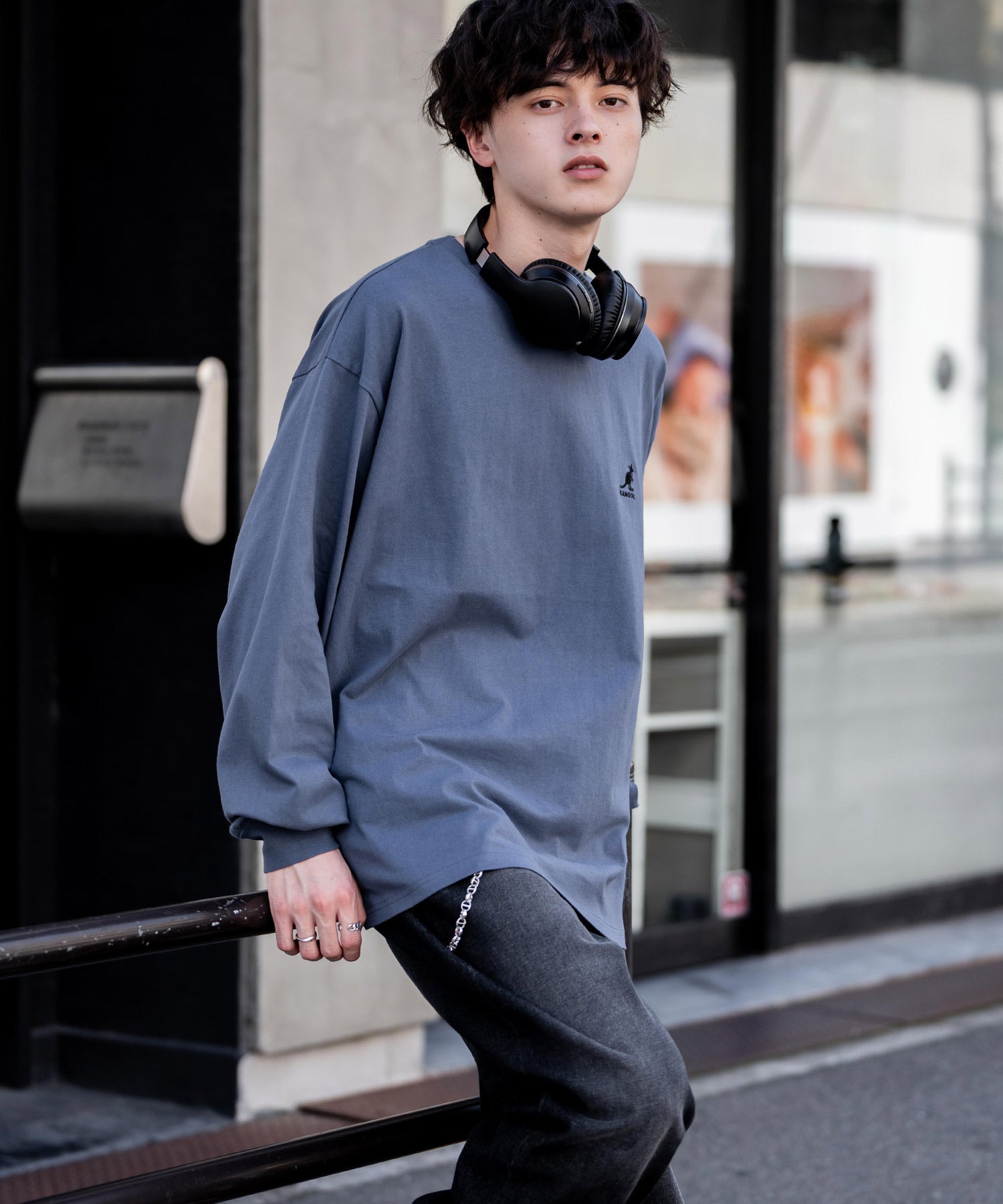 ロッキーモンロー Rocky Monroe KANGOL カンゴール Tシャツ 長袖 メンズ カットソー オーバーサイズ リラックス ボーダー ワンポイント ロゴ刺繍 シンプル カジュアル 14630 （ホワイト(ボーダー)） ホワイト(ボーダー)