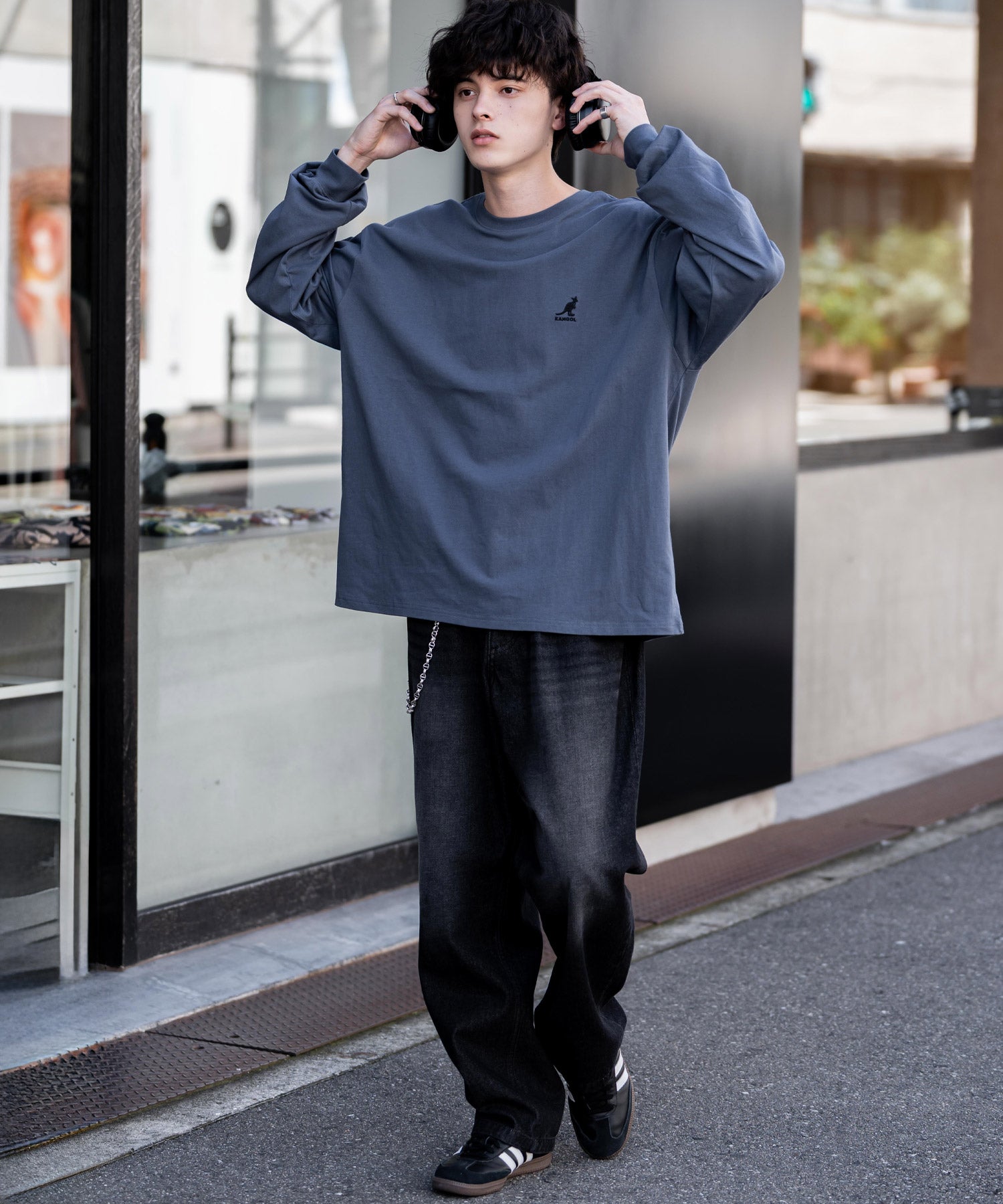 ロッキーモンロー Rocky Monroe KANGOL カンゴール Tシャツ 長袖 メンズ カットソー オーバーサイズ リラックス ボーダー ワンポイント ロゴ刺繍 シンプル カジュアル 14630 （ホワイト(ボーダー)） ホワイト(ボーダー)