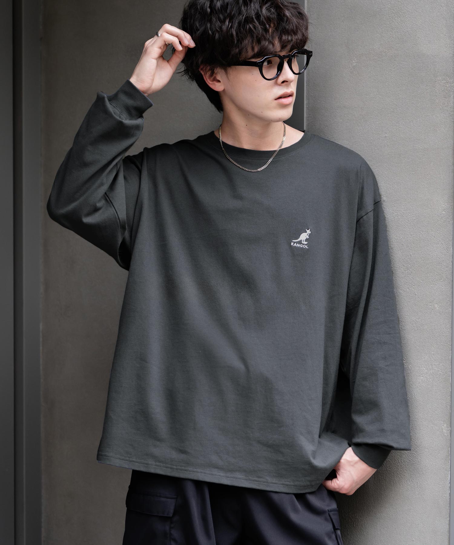 ロッキーモンロー Rocky Monroe KANGOL カンゴール Tシャツ 長袖 メンズ カットソー オーバーサイズ リラックス ボーダー ワンポイント ロゴ刺繍 シンプル カジュアル 14630 （ホワイト(ボーダー)） ホワイト(ボーダー)