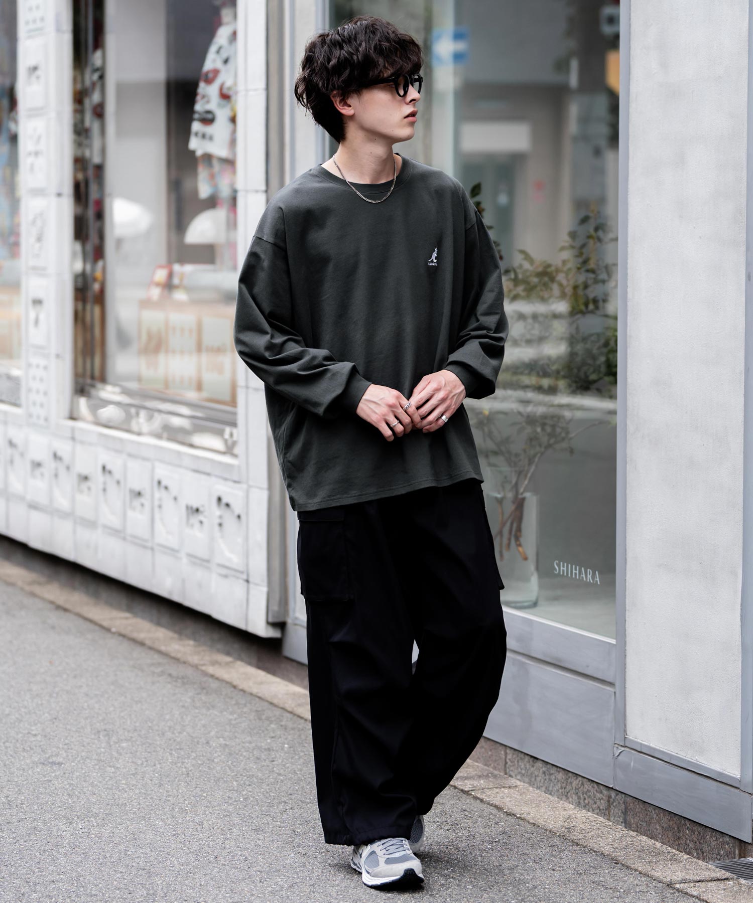 ロッキーモンロー Rocky Monroe KANGOL カンゴール Tシャツ 長袖 メンズ カットソー オーバーサイズ リラックス ボーダー ワンポイント ロゴ刺繍 シンプル カジュアル 14630 （ホワイト(ボーダー)） ホワイト(ボーダー)