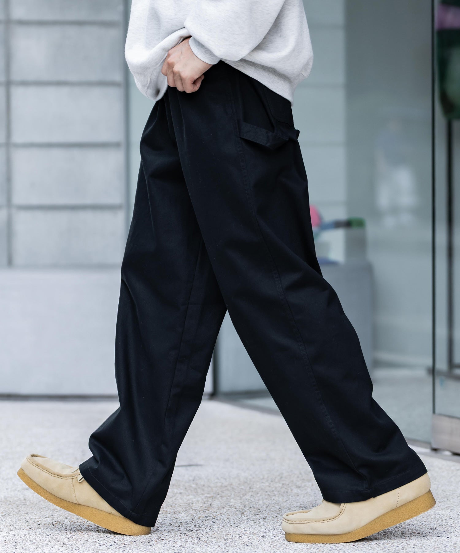 ロッキーモンロー Rocky Monroe KANGOL 別注 コラボ ペインターパンツ ワイドデニム ツイル メンズ テーパード リラックス ワンポイント ロゴ ケミカル ヴィンテージ 14631 （ワンウォッシュ） ワンウォッシュ