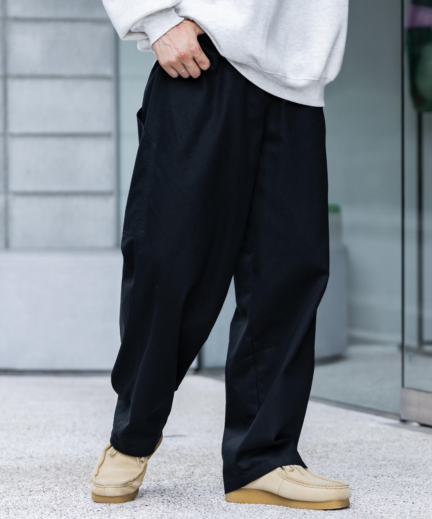 ロッキーモンロー Rocky Monroe KANGOL 別注 コラボ ペインターパンツ ワイドデニム ツイル メンズ テーパード リラックス ワンポイント ロゴ ケミカル ヴィンテージ 14631 （ワンウォッシュ） ワンウォッシュ
