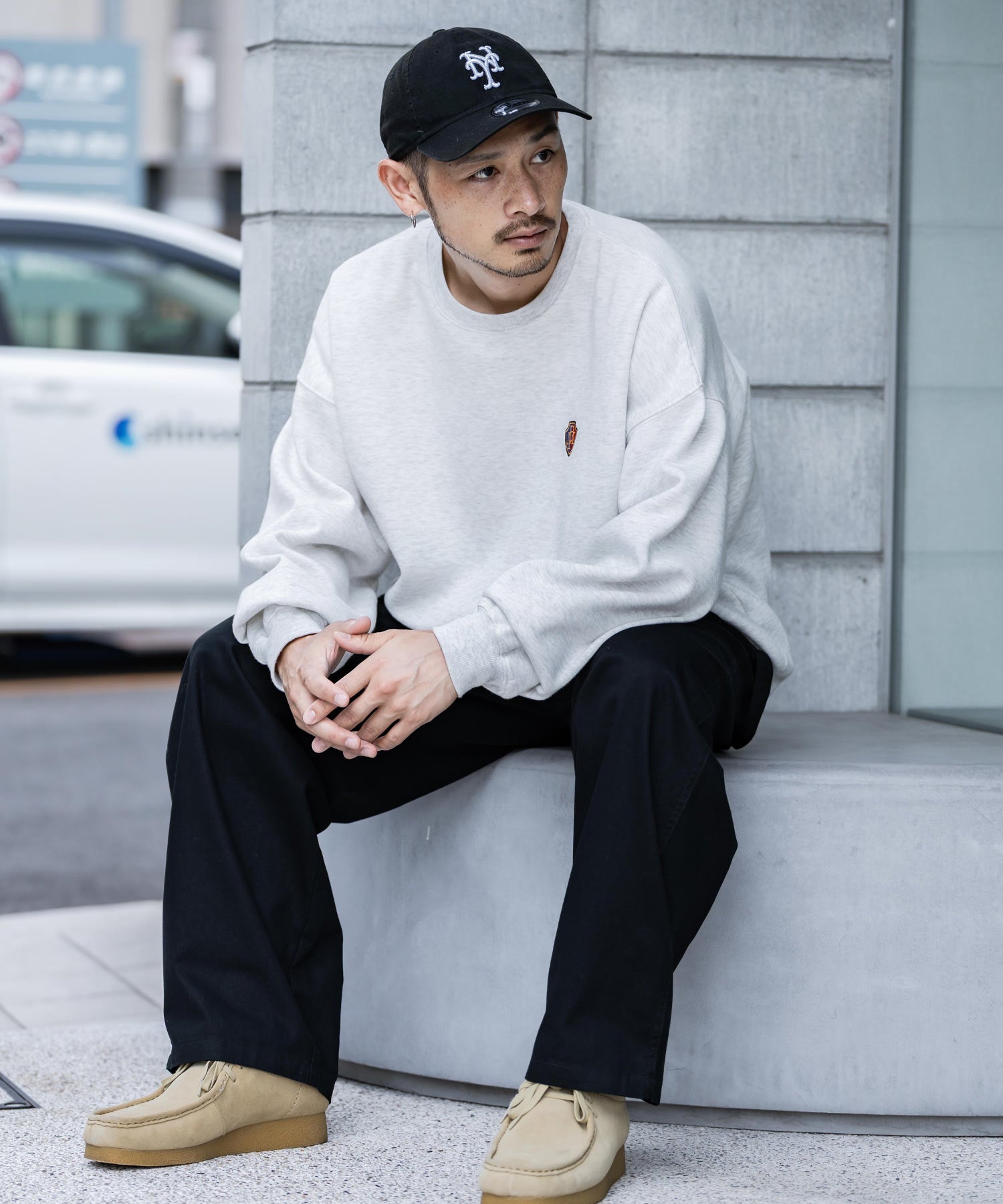 ロッキーモンロー Rocky Monroe KANGOL 別注 コラボ ペインターパンツ ワイドデニム ツイル メンズ テーパード リラックス ワンポイント ロゴ ケミカル ヴィンテージ 14631 （ワンウォッシュ） ワンウォッシュ