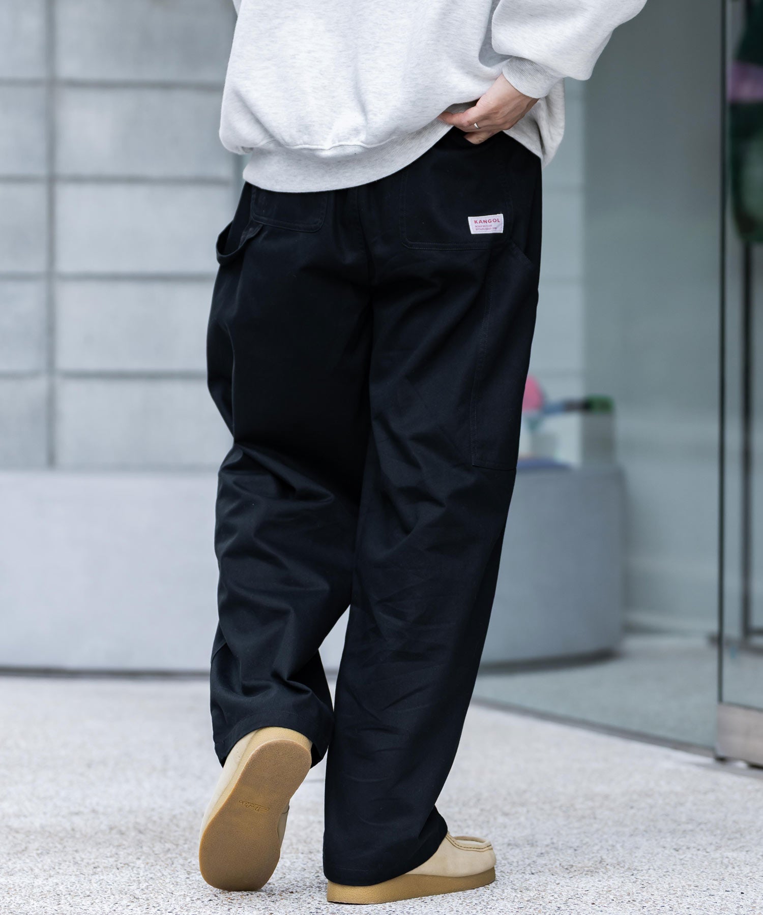 ロッキーモンロー Rocky Monroe KANGOL 別注 コラボ ペインターパンツ ワイドデニム ツイル メンズ テーパード リラックス ワンポイント ロゴ ケミカル ヴィンテージ 14631 （ワンウォッシュ） ワンウォッシュ