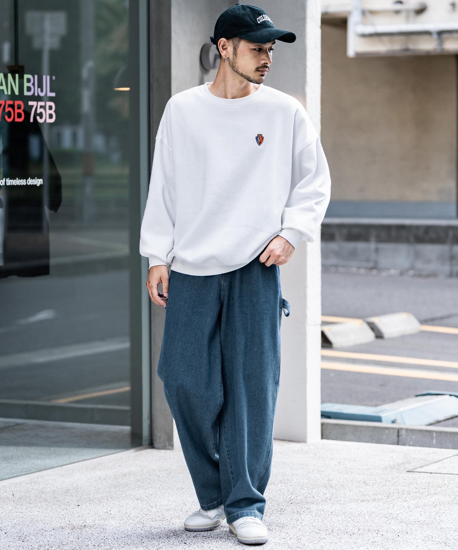 ロッキーモンロー Rocky Monroe KANGOL 別注 コラボ ペインターパンツ ワイドデニム ツイル メンズ テーパード リラックス ワンポイント ロゴ ケミカル ヴィンテージ 14631 （ワンウォッシュ） ワンウォッシュ