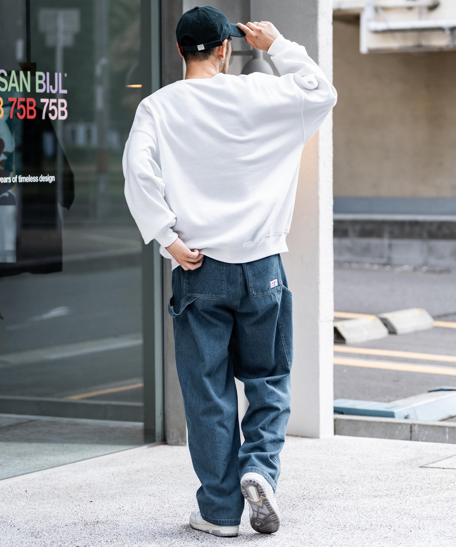 ロッキーモンロー Rocky Monroe KANGOL 別注 コラボ ペインターパンツ ワイドデニム ツイル メンズ テーパード リラックス ワンポイント ロゴ ケミカル ヴィンテージ 14631 （ワンウォッシュ） ワンウォッシュ