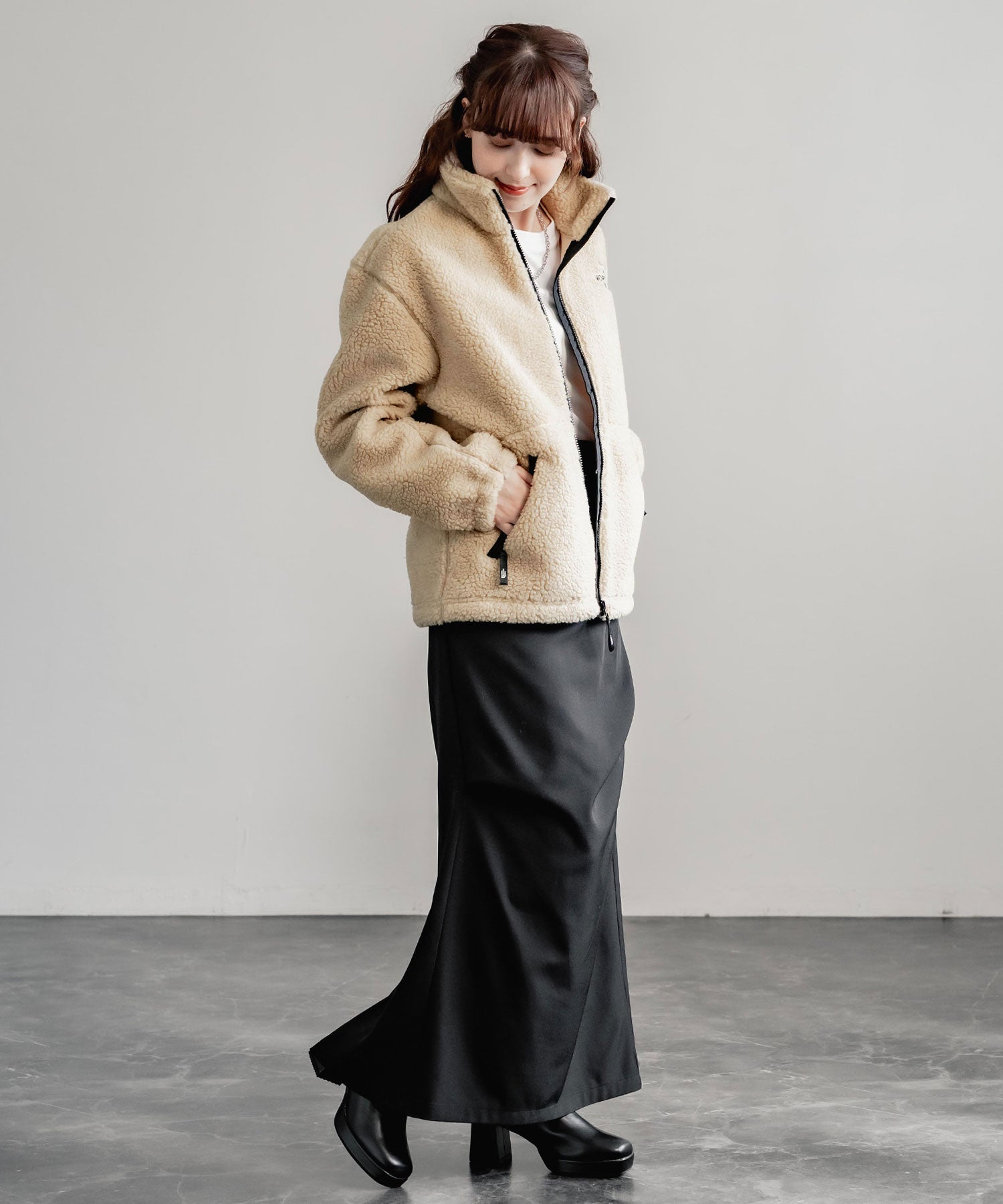 ロッキーモンロー Rocky Monroe THE NORTH FACE 韓国 WHITELABEL 日本未展開モデル SHERPAFLEECEJACKET1 ボアジャケットフリース ブルゾン 14659 （ブラック） ブラック