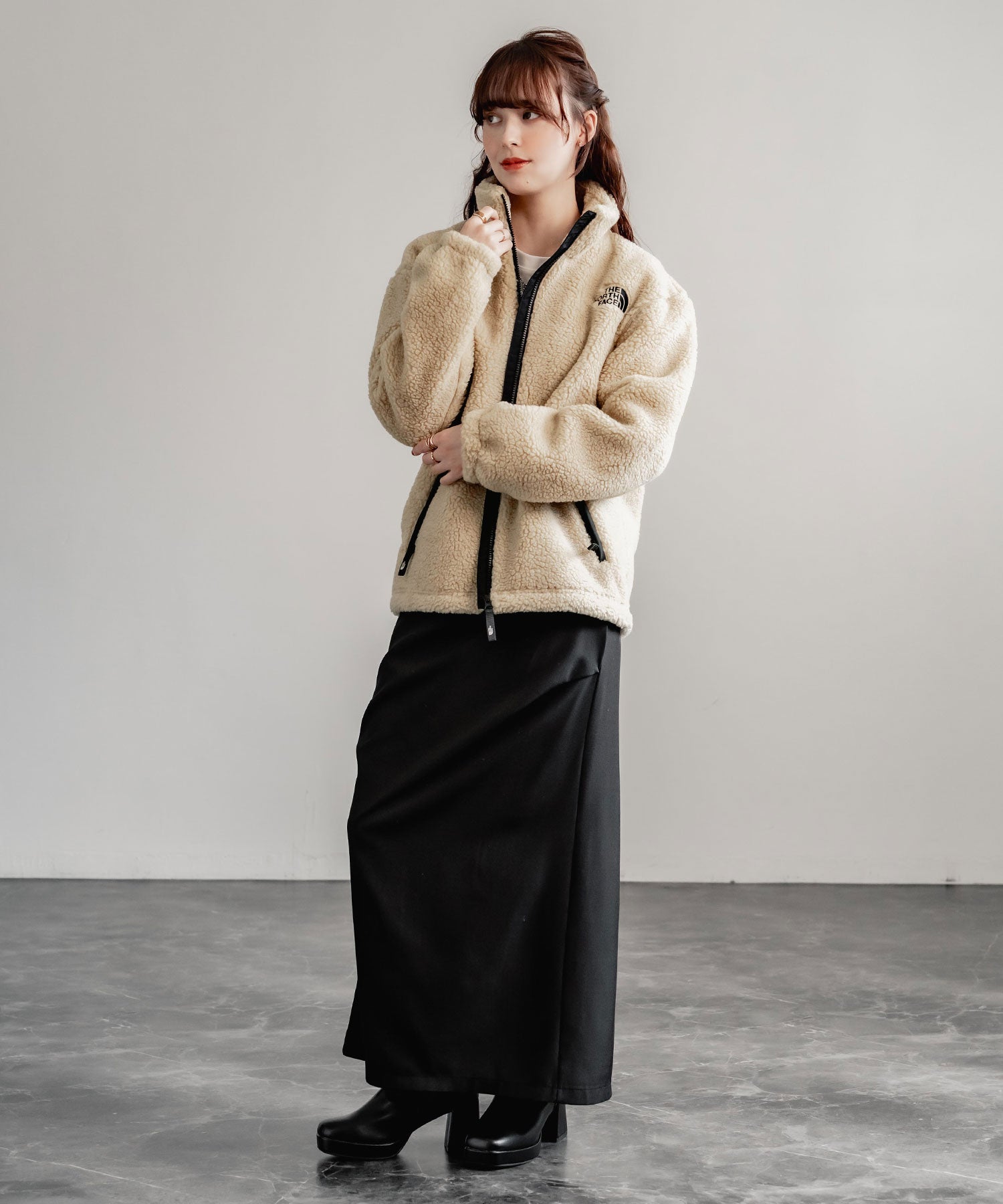 ロッキーモンロー Rocky Monroe THE NORTH FACE 韓国 WHITELABEL 日本未展開モデル SHERPAFLEECEJACKET1 ボアジャケットフリース ブルゾン 14659 （ブラック） ブラック