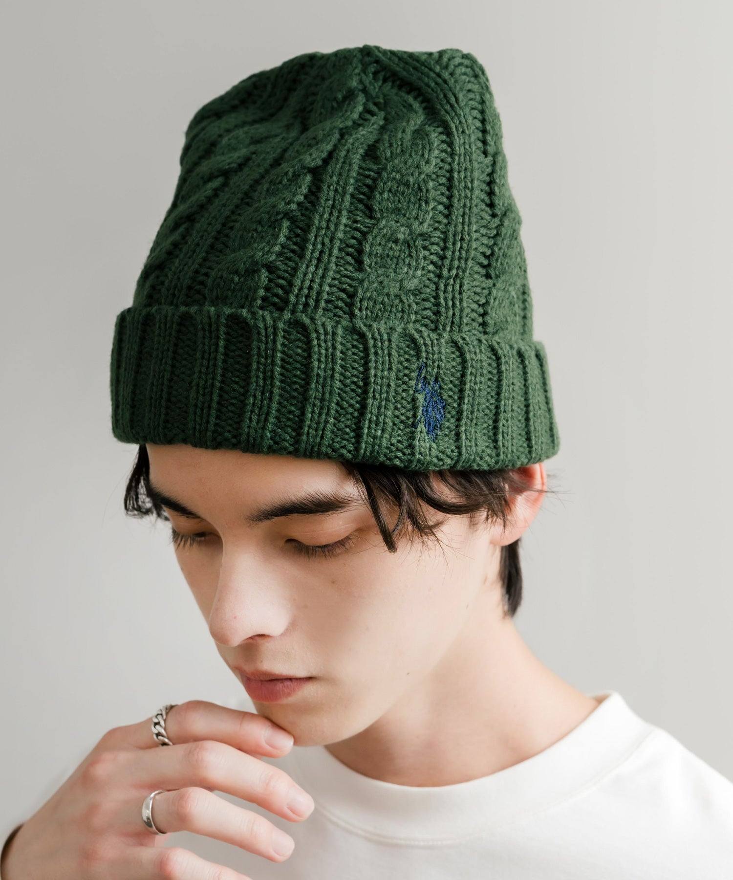 ロッキーモンロー Rocky Monroe ニット帽 ビニー メンズ レディース ニットキャップ 帽子 ケーブル編み 無地 ロゴ刺繍 スノボー 保温性  U.S. POLO ASSN.  14863 （11.アイボリー） 11.アイボリー