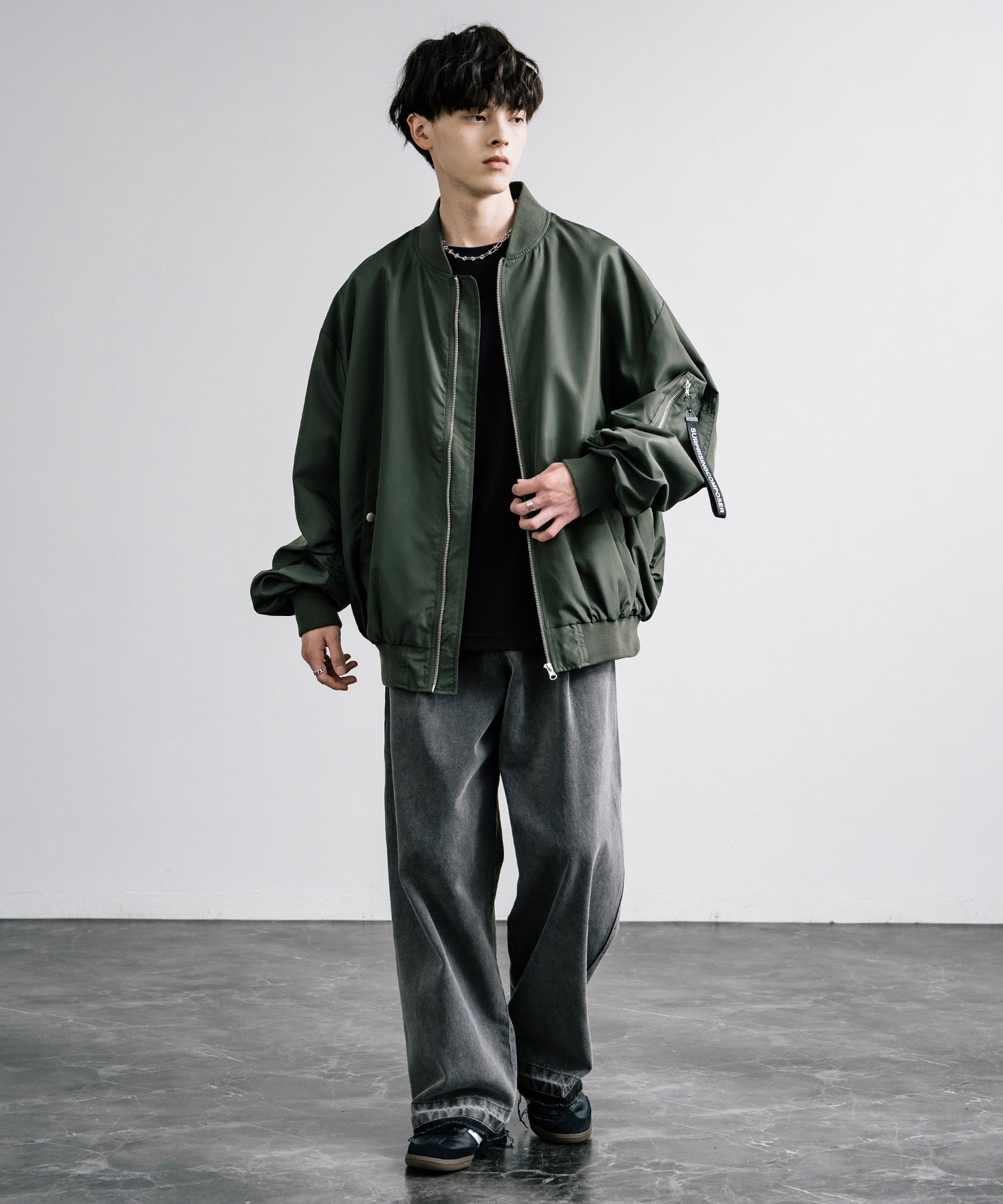 ロッキーモンロー Rocky Monroe MA-1 フライトジャケット ブルゾン メンズ レディース ライトアウター オーバーサイズ ビッグシルエット バルーンスリーブ  撥水 DEWSPO 14533 （カーキ） カーキ