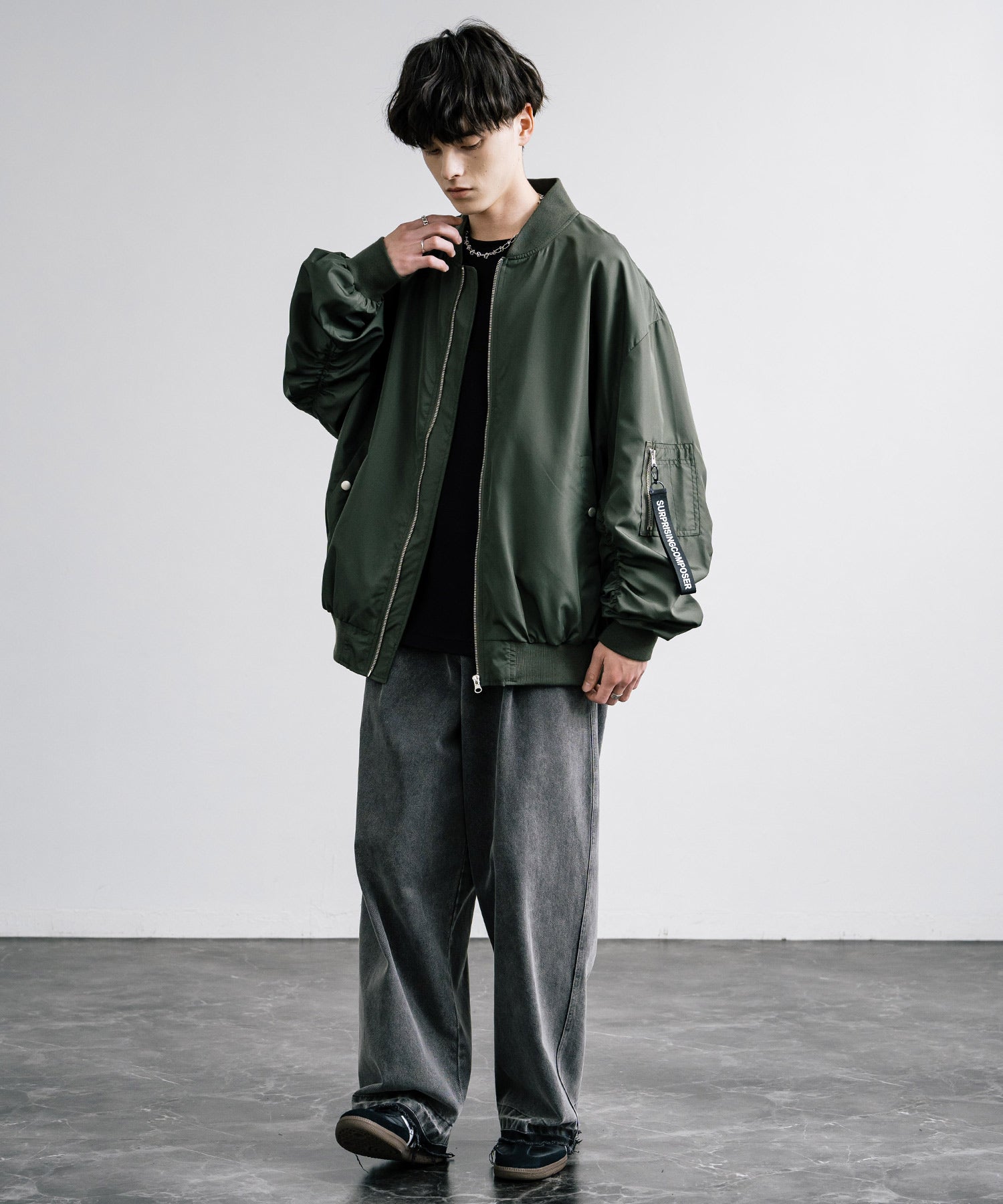 ロッキーモンロー Rocky Monroe MA-1 フライトジャケット ブルゾン メンズ レディース ライトアウター オーバーサイズ ビッグシルエット バルーンスリーブ  撥水 DEWSPO 14533 （カーキ） カーキ