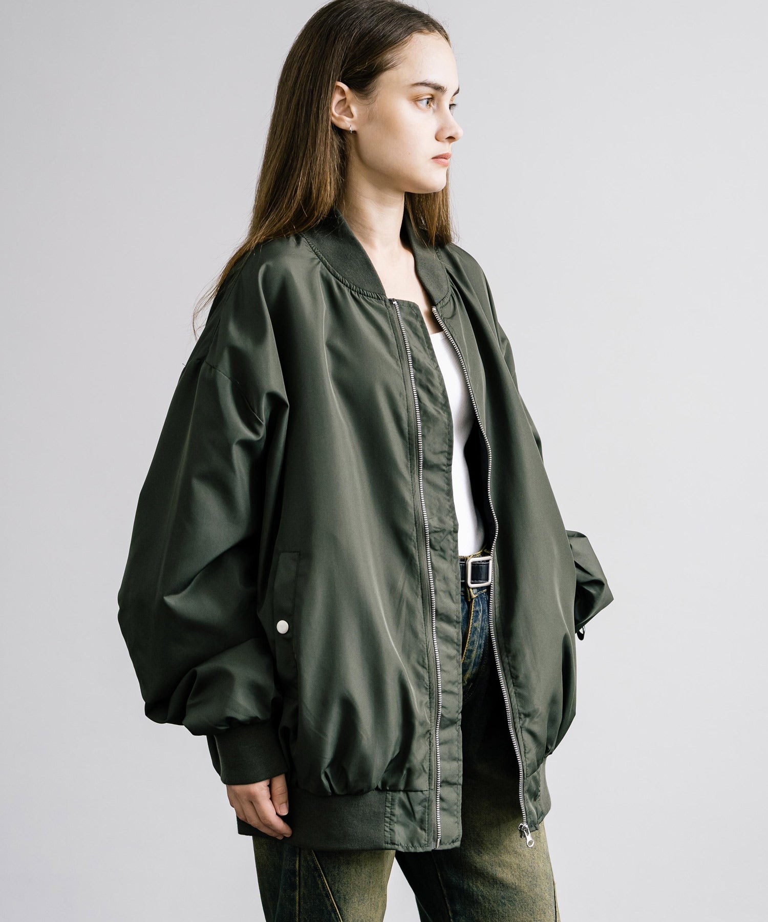 ロッキーモンロー Rocky Monroe MA-1 フライトジャケット ブルゾン メンズ レディース ライトアウター オーバーサイズ ビッグシルエット バルーンスリーブ  撥水 DEWSPO 14533 （カーキ） カーキ