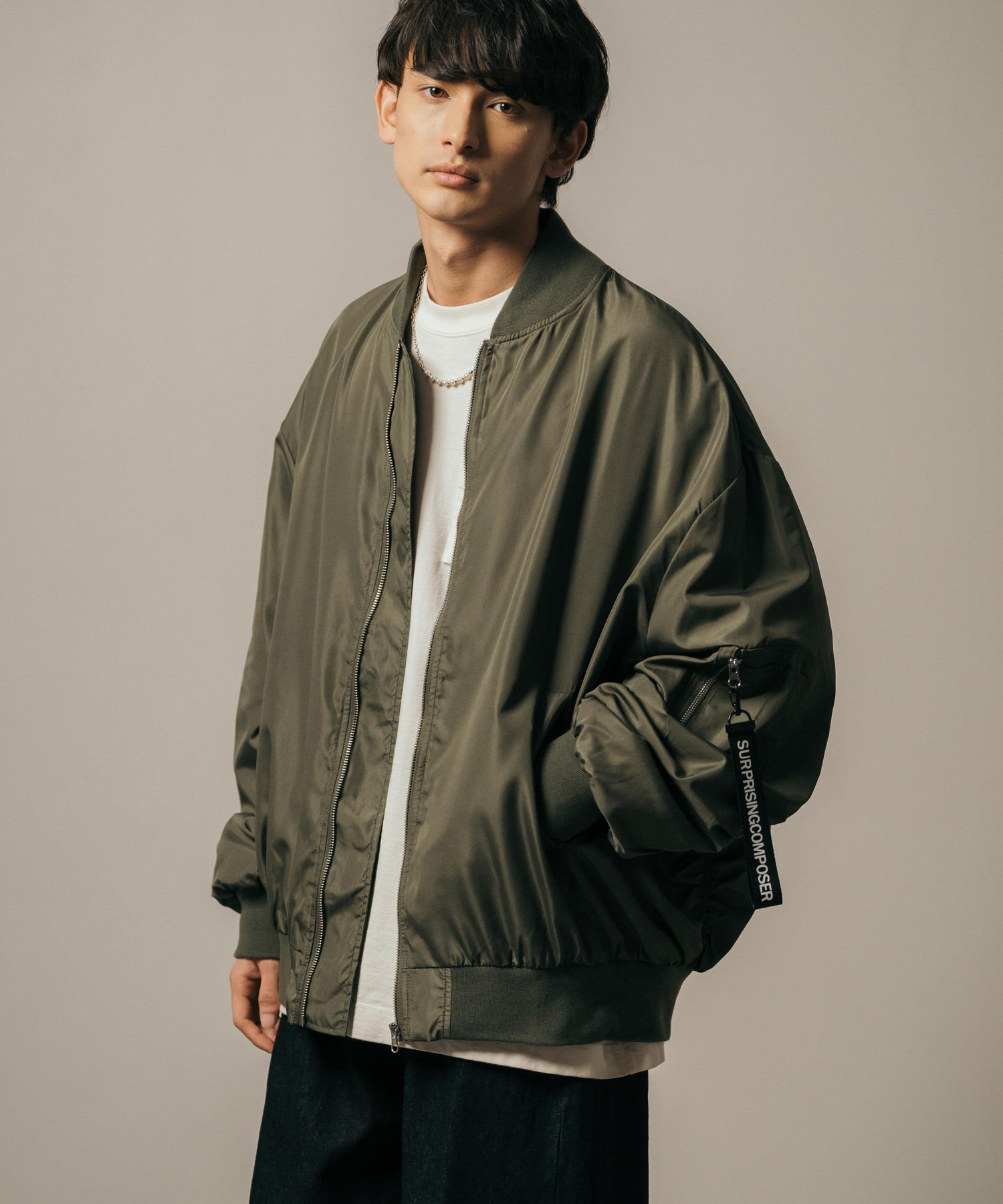 ロッキーモンロー Rocky Monroe MA-1 フライトジャケット ブルゾン メンズ レディース ライトアウター オーバーサイズ ビッグシルエット バルーンスリーブ  撥水 DEWSPO 14533 （カーキ） カーキ