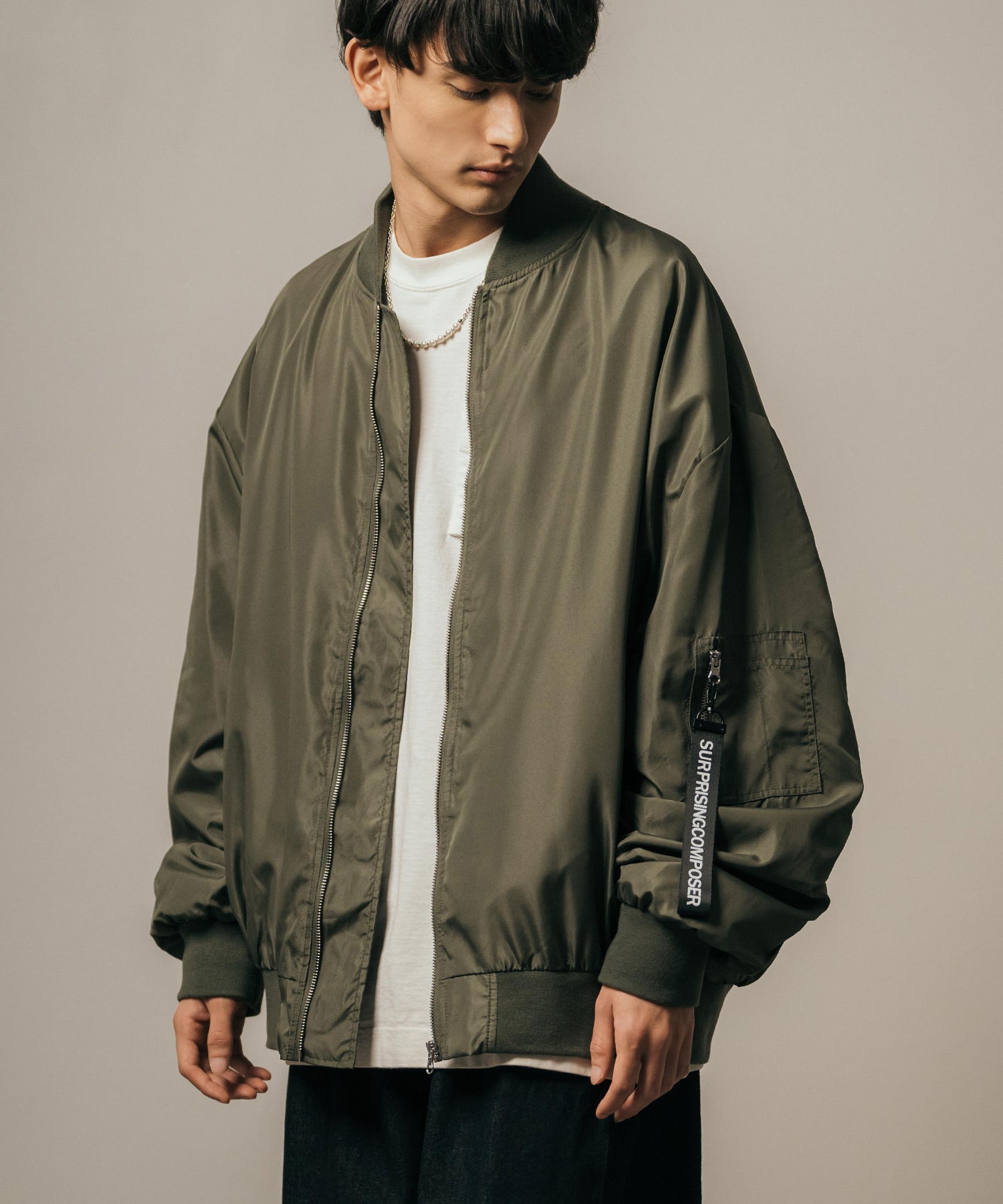 ロッキーモンロー Rocky Monroe MA-1 フライトジャケット ブルゾン メンズ レディース ライトアウター オーバーサイズ ビッグシルエット バルーンスリーブ  撥水 DEWSPO 14533 （カーキ） カーキ