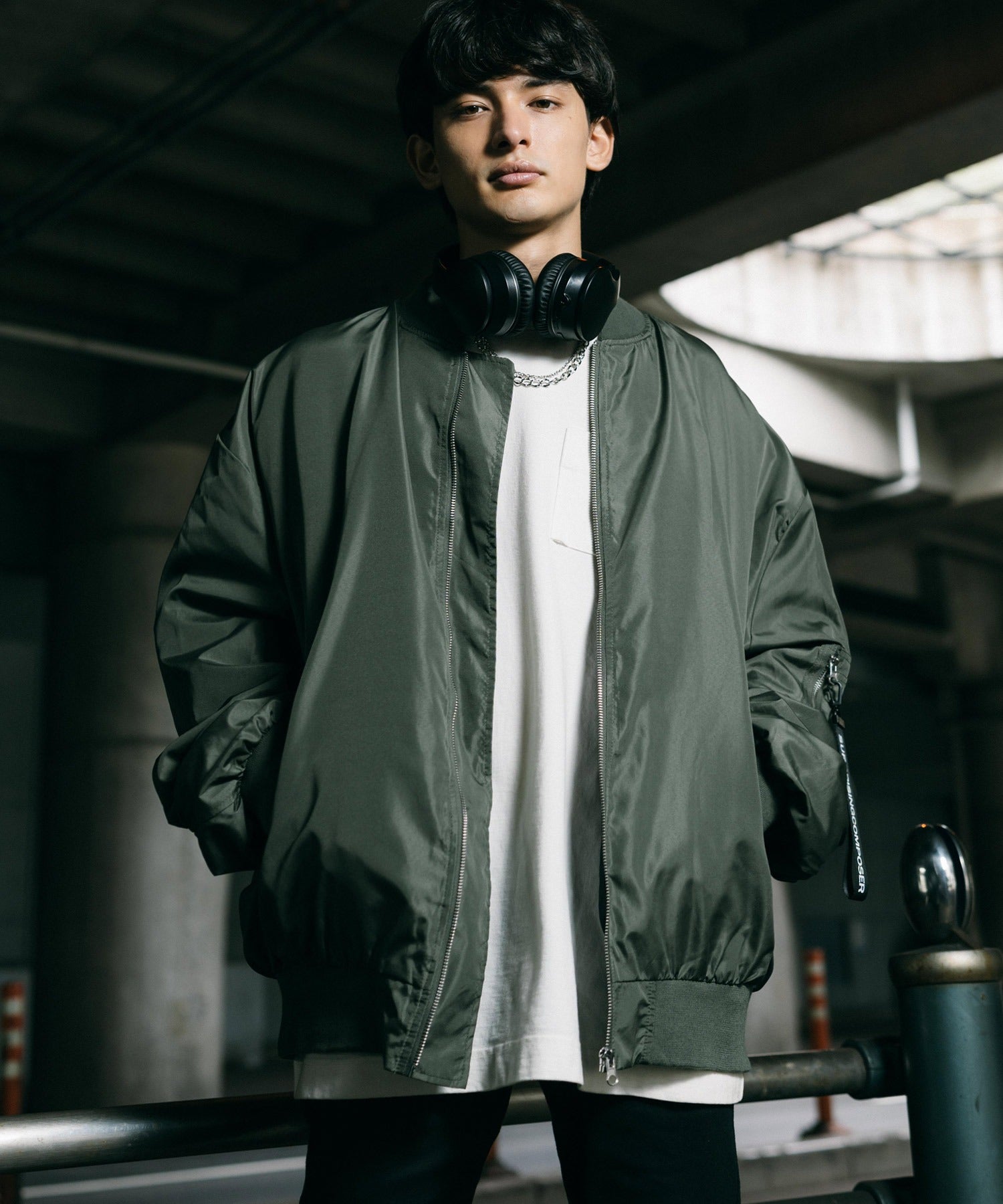 ロッキーモンロー Rocky Monroe MA-1 フライトジャケット ブルゾン メンズ レディース ライトアウター オーバーサイズ ビッグシルエット バルーンスリーブ  撥水 DEWSPO 14533 （カーキ） カーキ