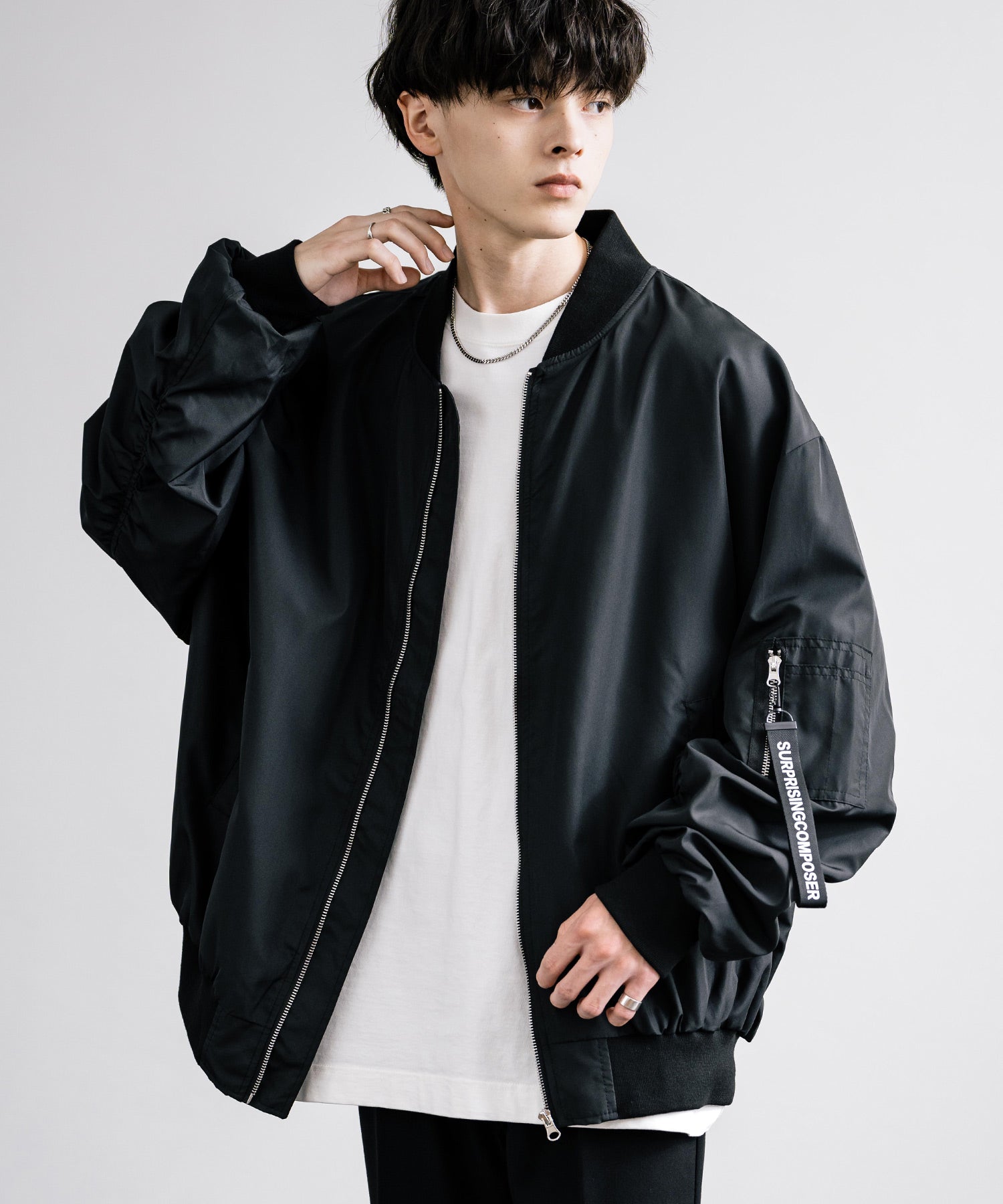 ロッキーモンロー Rocky Monroe MA-1 フライトジャケット ブルゾン メンズ レディース ライトアウター オーバーサイズ ビッグシルエット バルーンスリーブ  撥水 DEWSPO 14533 （カーキ） カーキ
