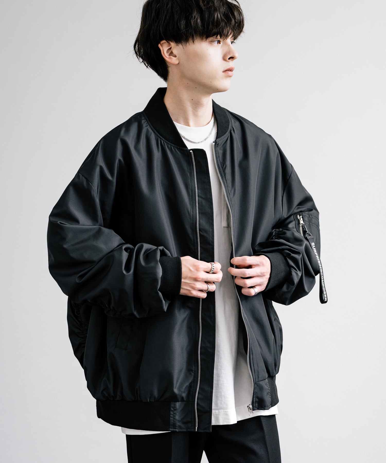 ロッキーモンロー Rocky Monroe MA-1 フライトジャケット ブルゾン メンズ レディース ライトアウター オーバーサイズ ビッグシルエット バルーンスリーブ  撥水 DEWSPO 14533 （カーキ） カーキ