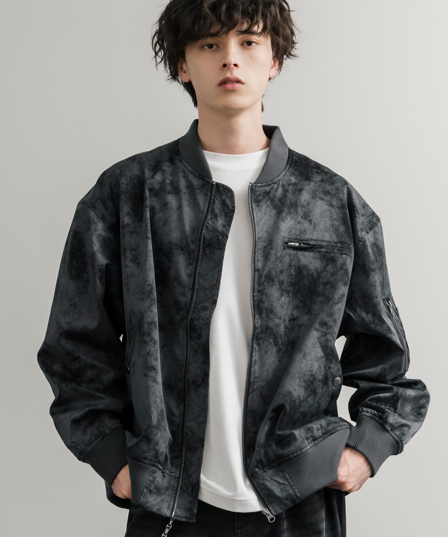 ロッキーモンロー Rocky Monroe ブルゾン フライトジャケット MA-1 メンズ レディース ライダース アウター ミリタリー 合成皮革 PU オーバーサイズ ヴィンテージ 古着 14685 （ブラック） ブラック