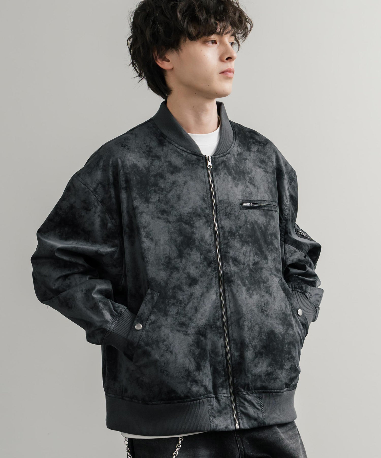 ロッキーモンロー Rocky Monroe ブルゾン フライトジャケット MA-1 メンズ レディース ライダース アウター ミリタリー 合成皮革 PU オーバーサイズ ヴィンテージ 古着 14685 （ブラック） ブラック