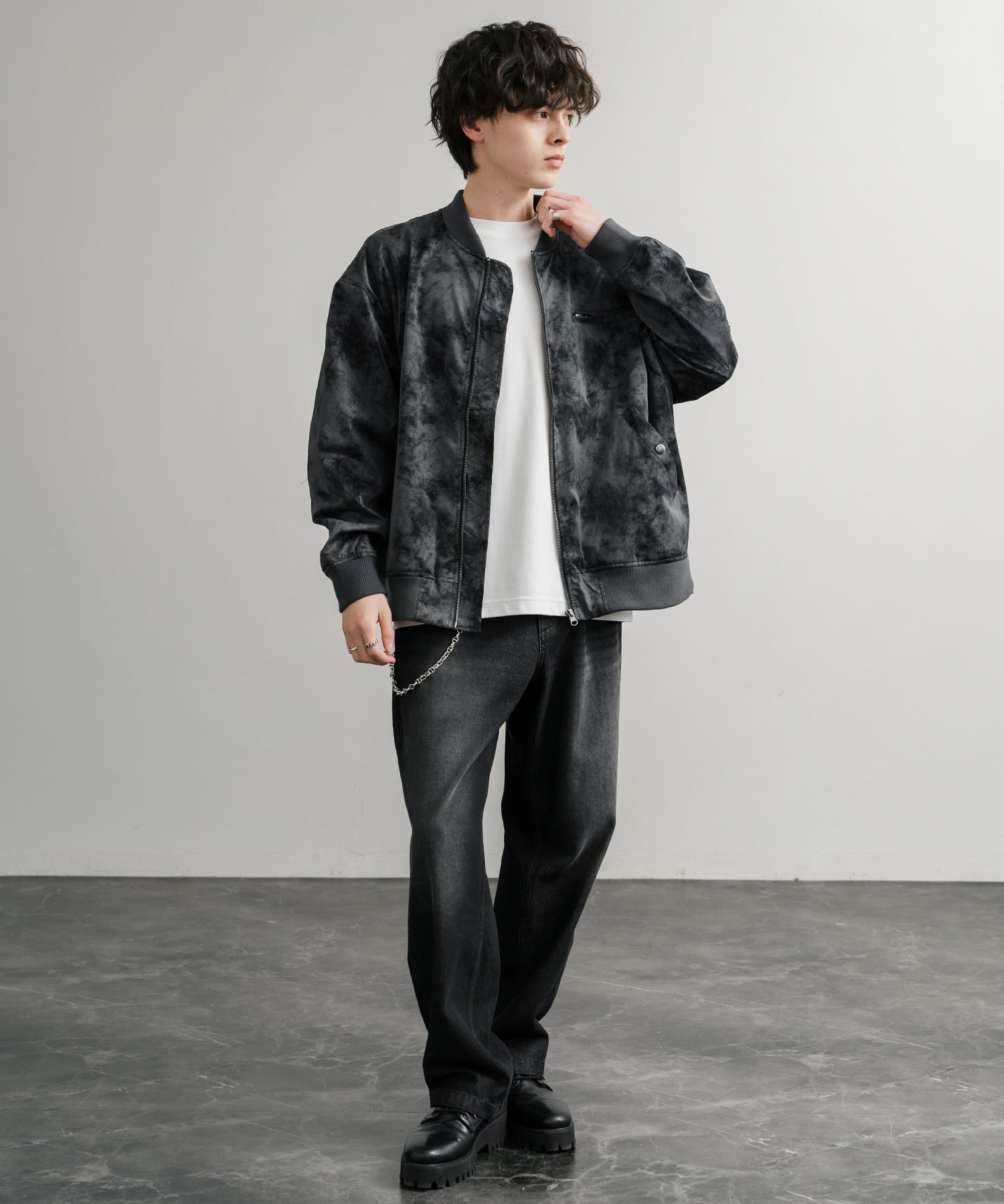 ロッキーモンロー Rocky Monroe ブルゾン フライトジャケット MA-1 メンズ レディース ライダース アウター ミリタリー 合成皮革 PU オーバーサイズ ヴィンテージ 古着 14685 （ブラック） ブラック