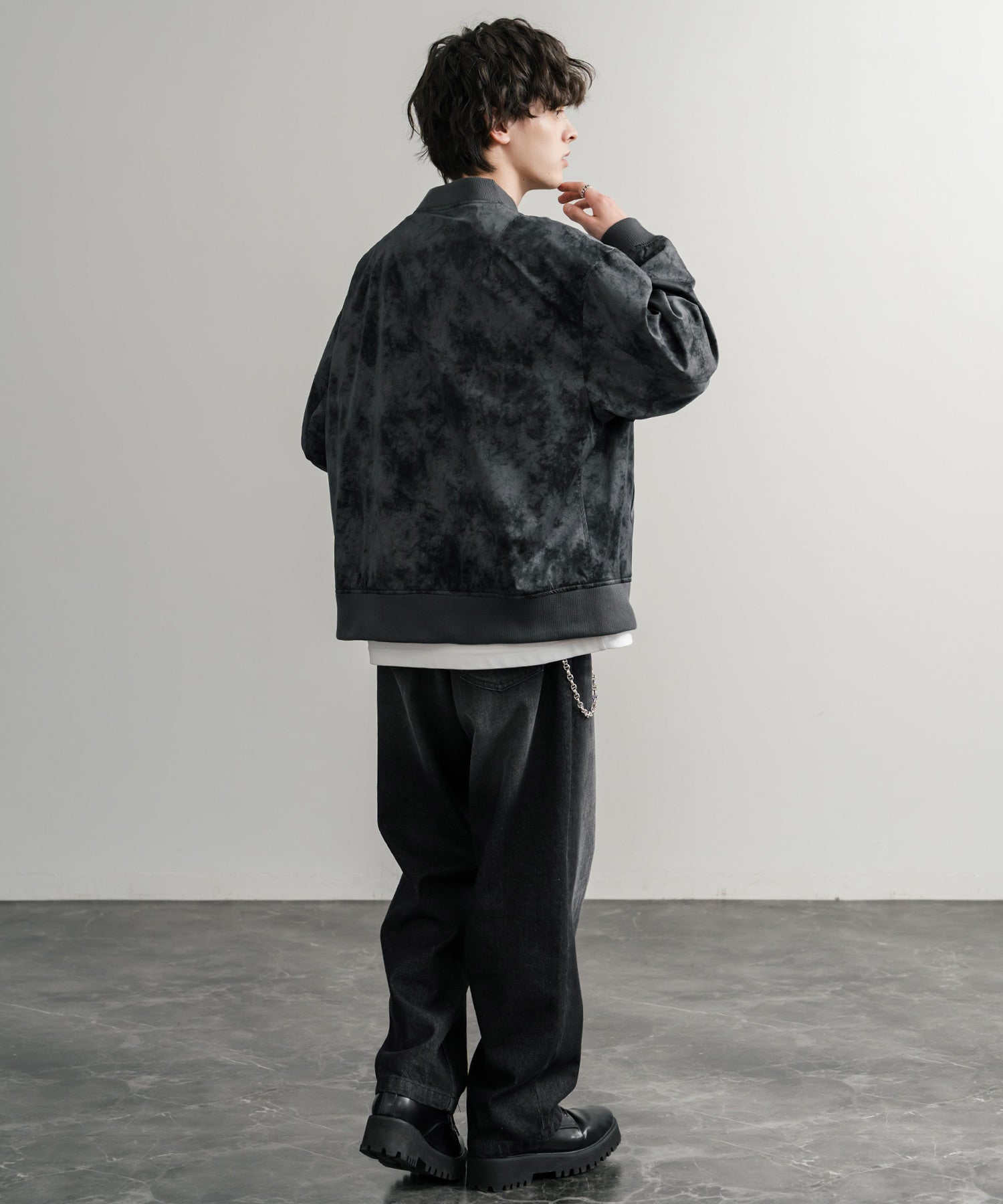 ロッキーモンロー Rocky Monroe ブルゾン フライトジャケット MA-1 メンズ レディース ライダース アウター ミリタリー 合成皮革 PU オーバーサイズ ヴィンテージ 古着 14685 （ブラック） ブラック