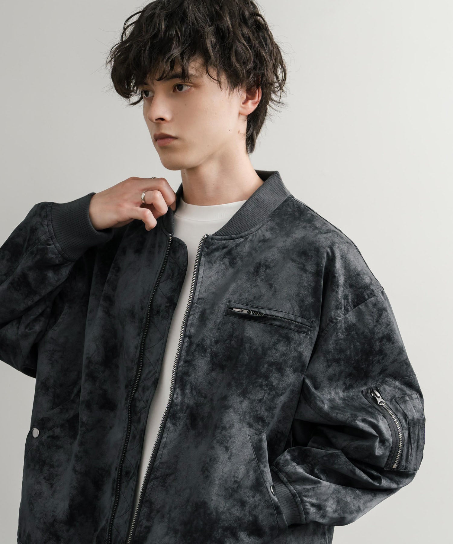 ロッキーモンロー Rocky Monroe ブルゾン フライトジャケット MA-1 メンズ レディース ライダース アウター ミリタリー 合成皮革 PU オーバーサイズ ヴィンテージ 古着 14685 （ブラック） ブラック