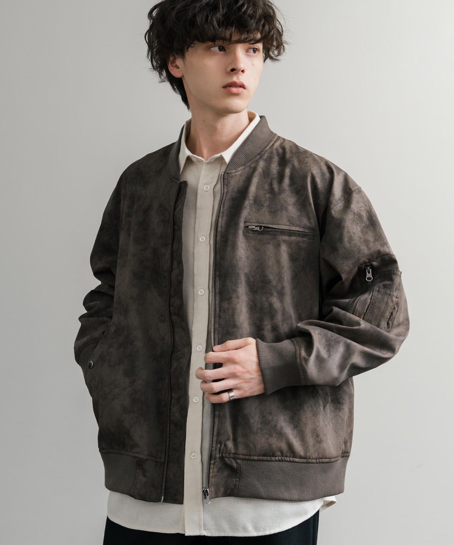 ロッキーモンロー Rocky Monroe ブルゾン フライトジャケット MA-1 メンズ レディース ライダース アウター ミリタリー 合成皮革 PU オーバーサイズ ヴィンテージ 古着 14685 （ブラック） ブラック