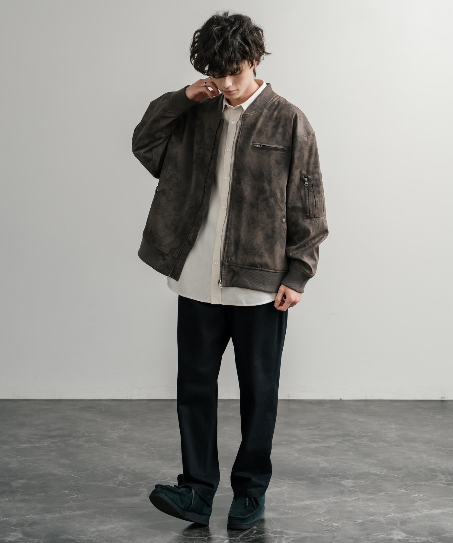 ロッキーモンロー Rocky Monroe ブルゾン フライトジャケット MA-1 メンズ レディース ライダース アウター ミリタリー 合成皮革 PU オーバーサイズ ヴィンテージ 古着 14685 （ブラック） ブラック