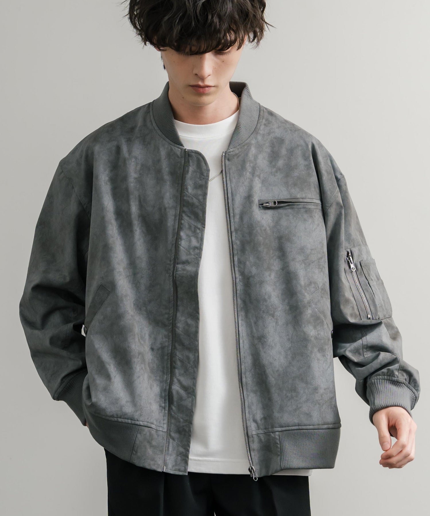 ロッキーモンロー Rocky Monroe ブルゾン フライトジャケット MA-1 メンズ レディース ライダース アウター ミリタリー 合成皮革 PU オーバーサイズ ヴィンテージ 古着 14685 （ブラック） ブラック