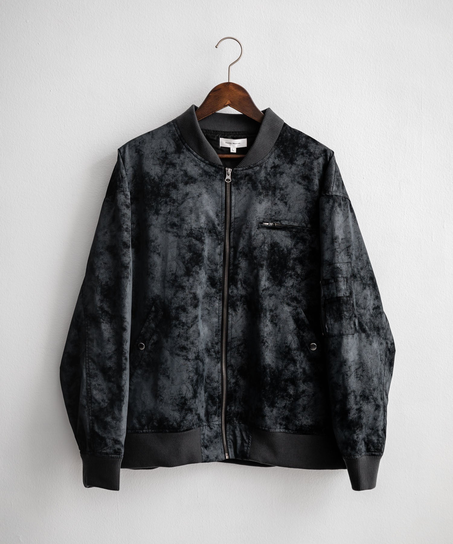 ロッキーモンロー Rocky Monroe ブルゾン フライトジャケット MA-1 メンズ レディース ライダース アウター ミリタリー 合成皮革 PU オーバーサイズ ヴィンテージ 古着 14685 （ブラック） ブラック