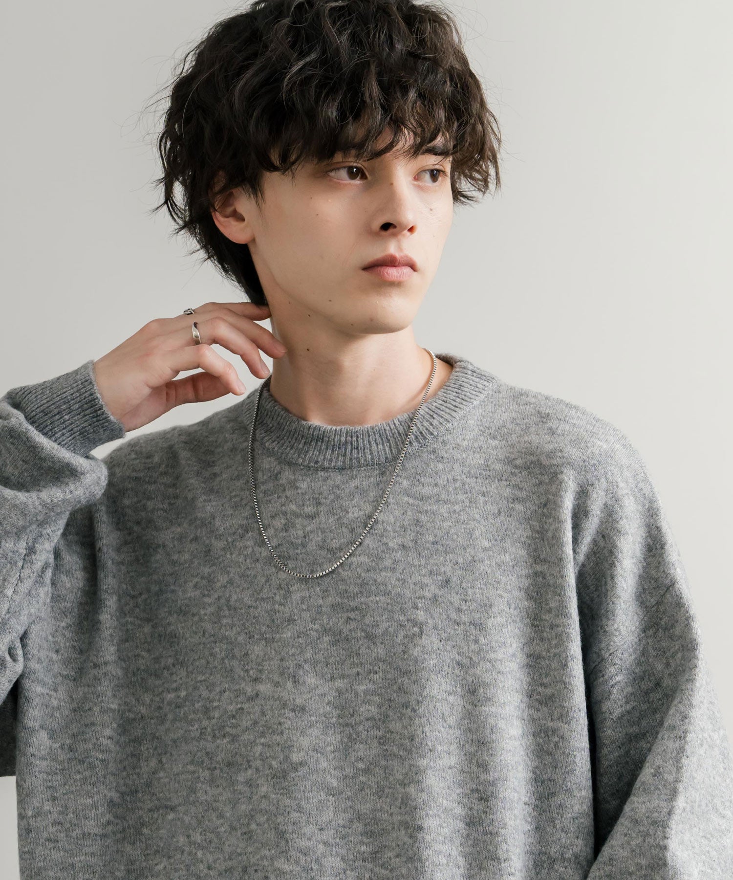 ロッキーモンロー Rocky Monroe ニット セーター 無地 メンズ レディース 長袖 天竺編み ウール混 メランジ オーバーサイズ リラックス クルーネック プルオーバー 暖かい 14714 （マスタード） マスタード