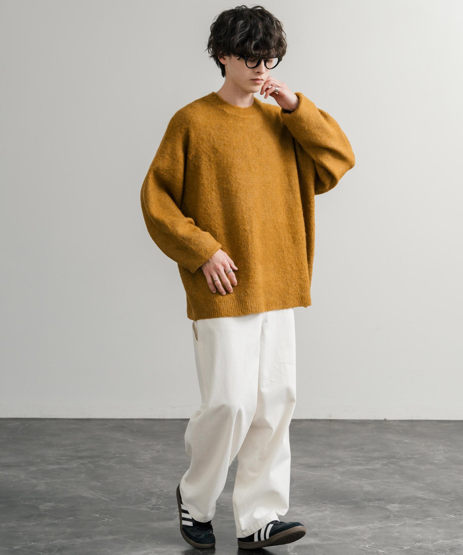 ロッキーモンロー Rocky Monroe シャギーニット セーター 無地 メンズ レディース モヘアタッチ オーバーサイズ ルーズ リラックス ゆったり クルーネック シンプル 暖かい 秋冬 14549 （ブルー） ブルー