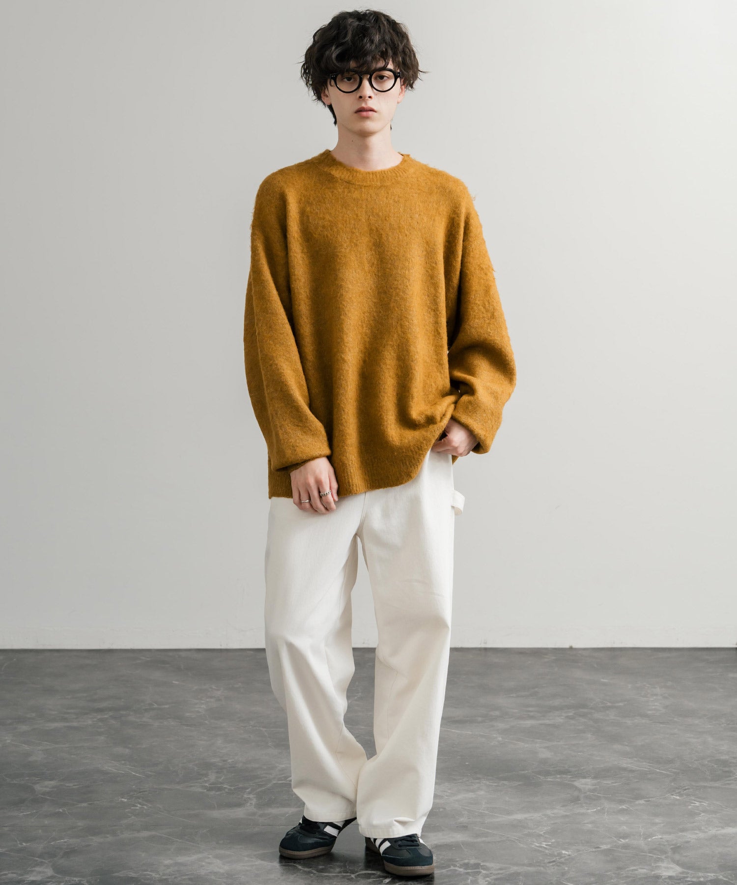 ロッキーモンロー Rocky Monroe シャギーニット セーター 無地 メンズ レディース モヘアタッチ オーバーサイズ ルーズ リラックス ゆったり クルーネック シンプル 暖かい 秋冬 14549 （ブルー） ブルー