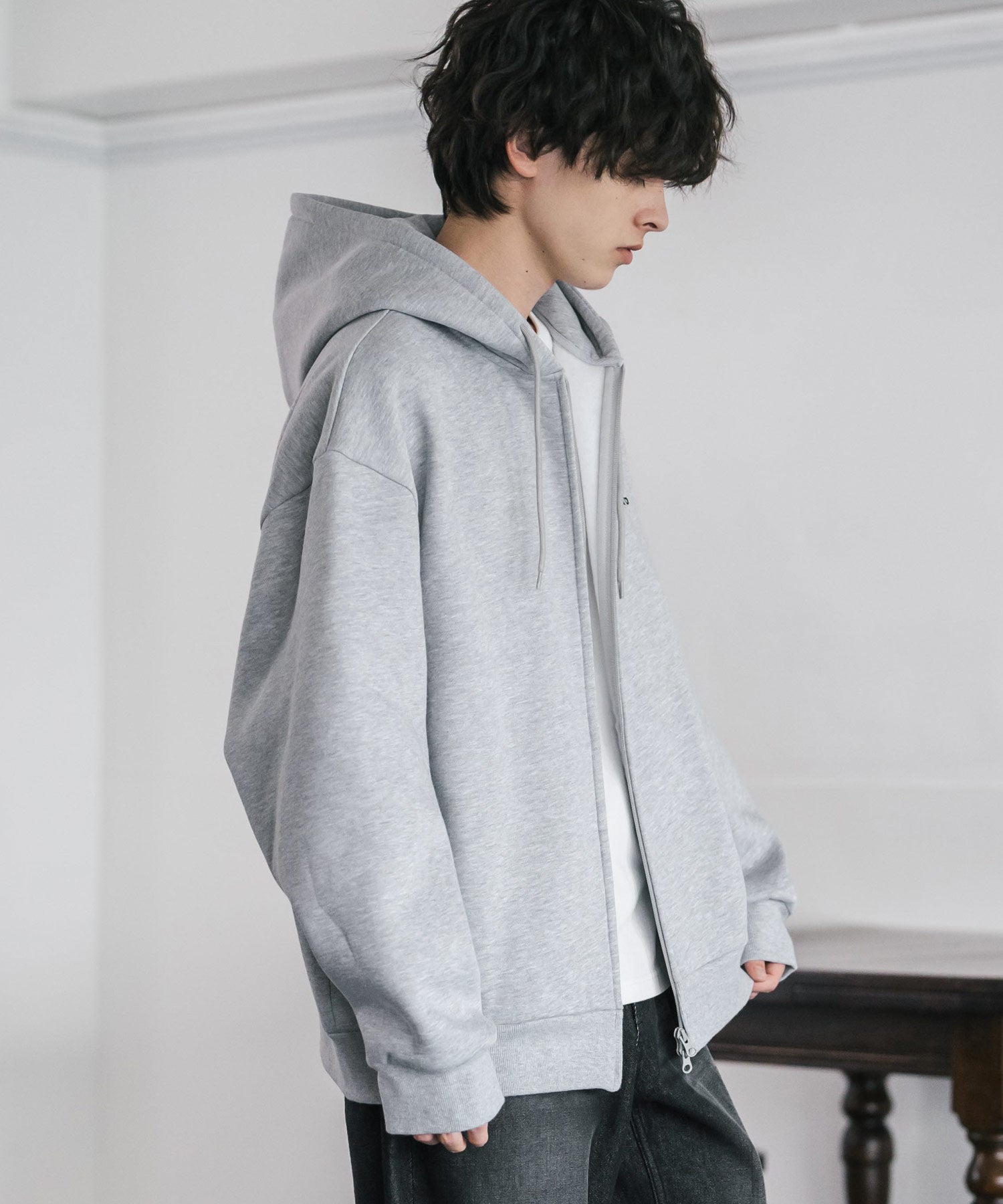 ロッキーモンロー Rocky Monroe UMBRO アンブロ ジップパーカー 裏起毛 長袖 メンズ スウェット フーディー ライトアウター オーバーサイズ あたたかい ロゴ刺繍 別注 14943 （チャコール） チャコール