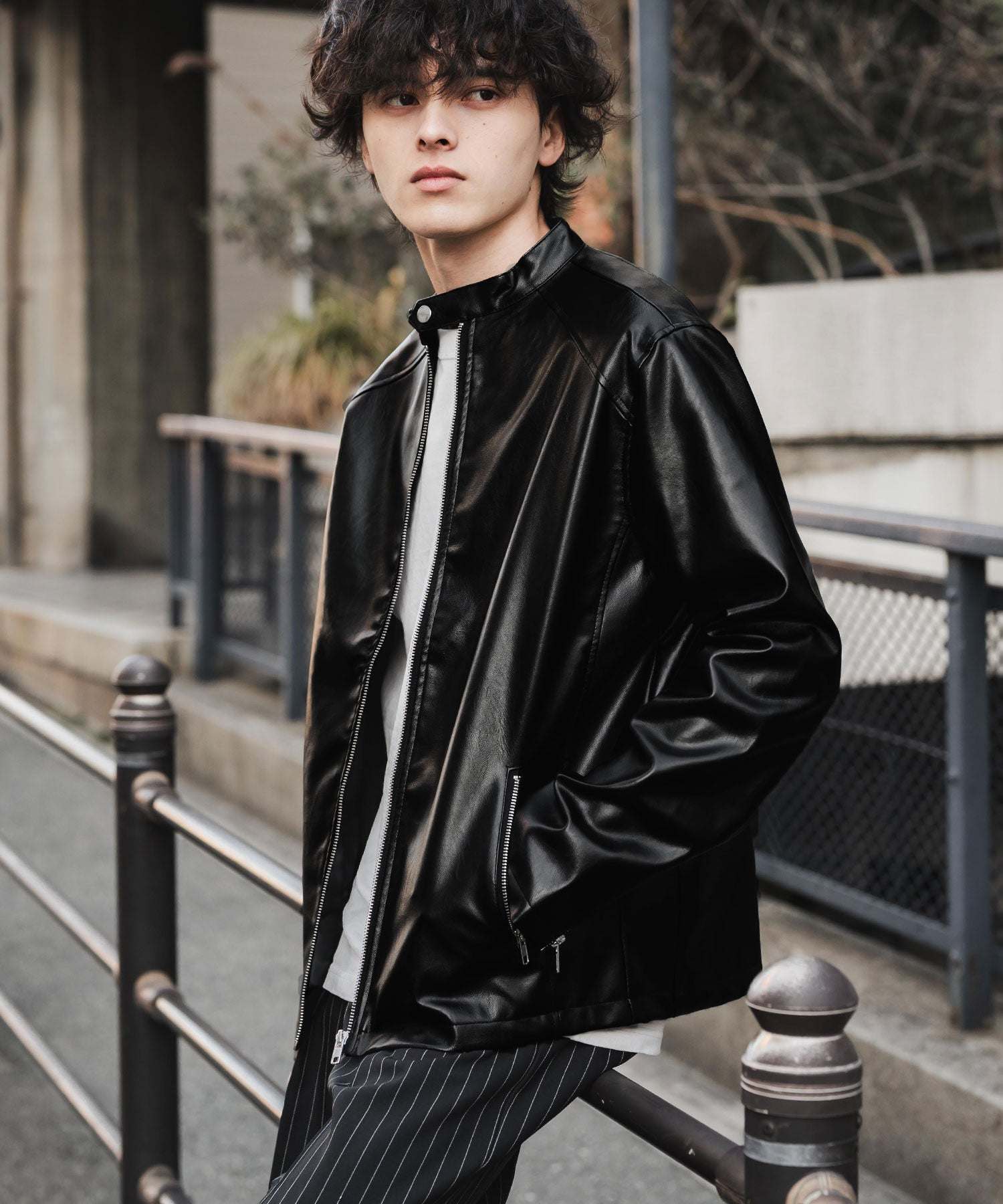 Rocky Monroe Leather Jacket Single Riders Men Women Outer Blouson Jump