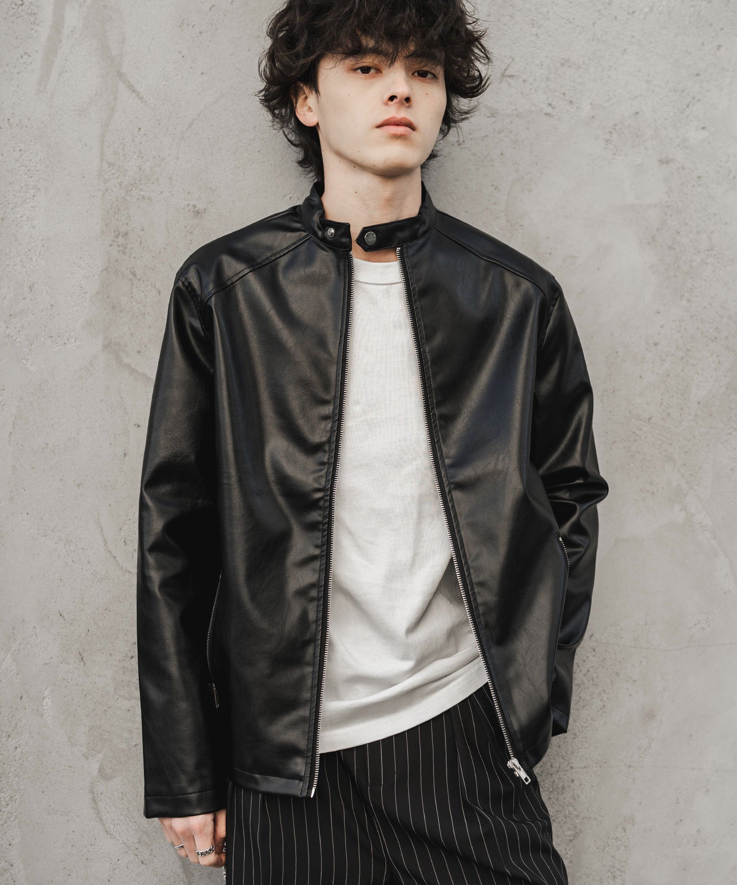 Rocky Monroe Leather Jacket Single Riders Men Women Outer Blouson Jump