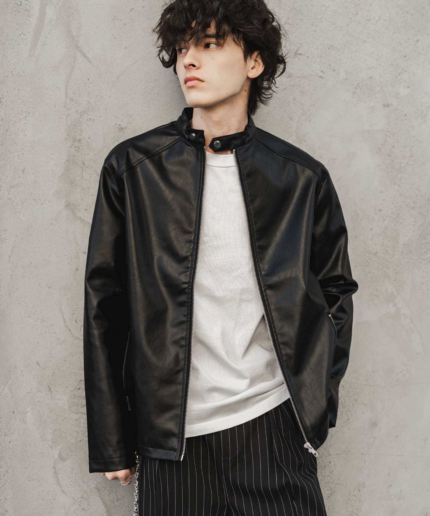 Rocky Monroe Leather Jacket Single Riders Men Women Outer Blouson Jump