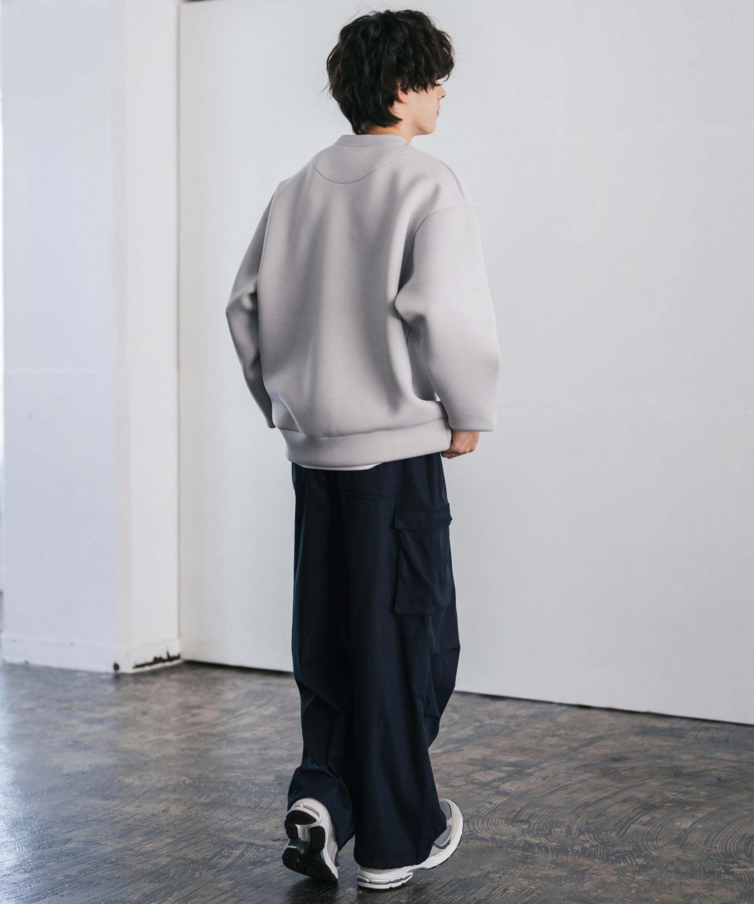 ロッキーモンロー Rocky Monroe ダンボールニット トレーナー プルオーバー 無地 メンズ レディース フェイクレイヤード クルーネック ペールトーン オーバーサイズ ルーズ 14657 （ホワイト） ホワイト